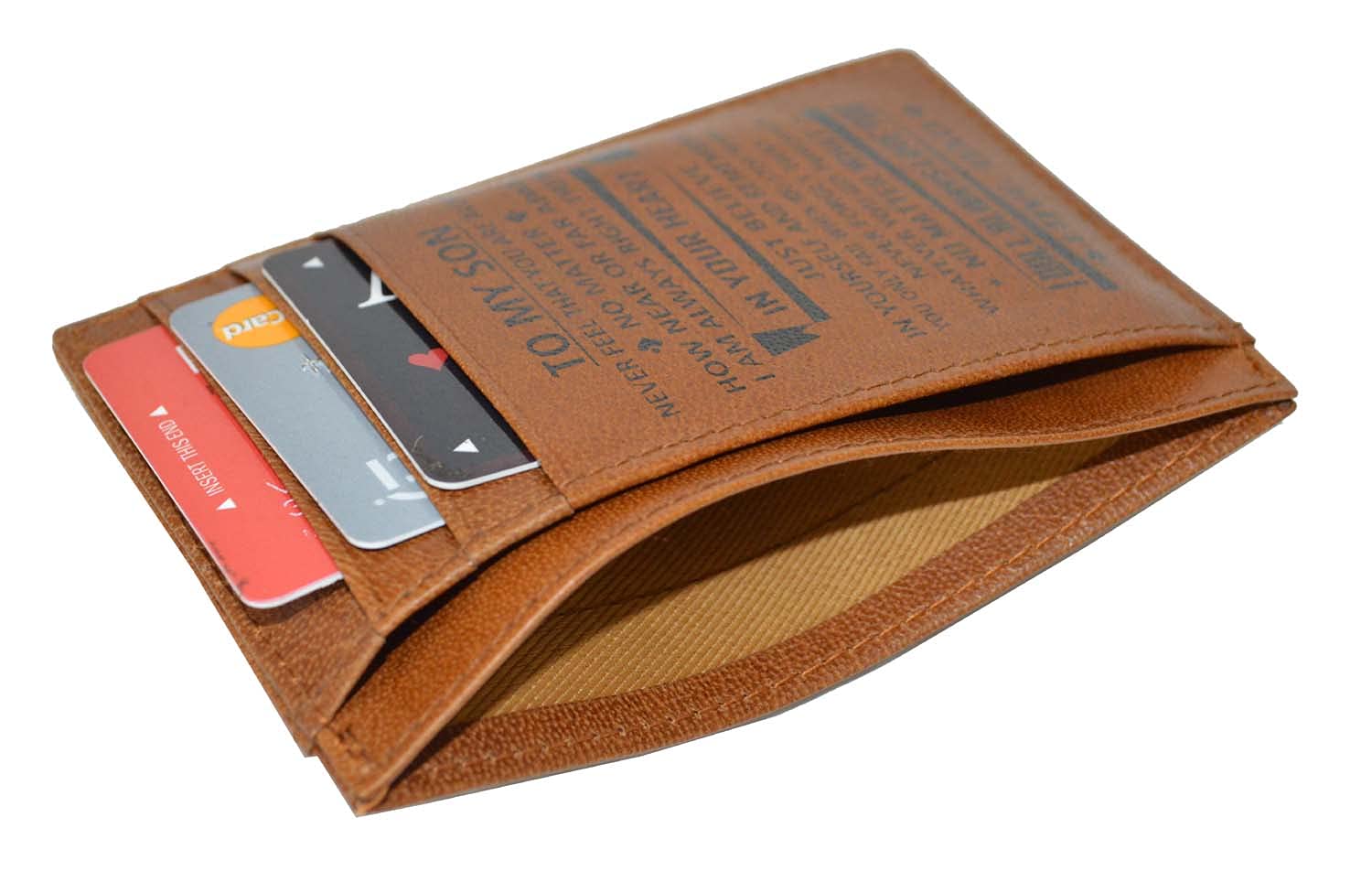 Genuine Leather Slim Credit Card Holder with ID Window - Perfect Gift for Son from Mom - Ideal for Travel & Daily Use