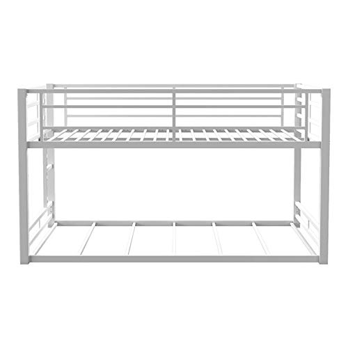 Dessa White Metal Full Over Full Bunk Bed - Sturdy Twin Size Bunk Beds for Kids & Teens - Space Saving Bunk Bed for Small Rooms & Shared Bedrooms
