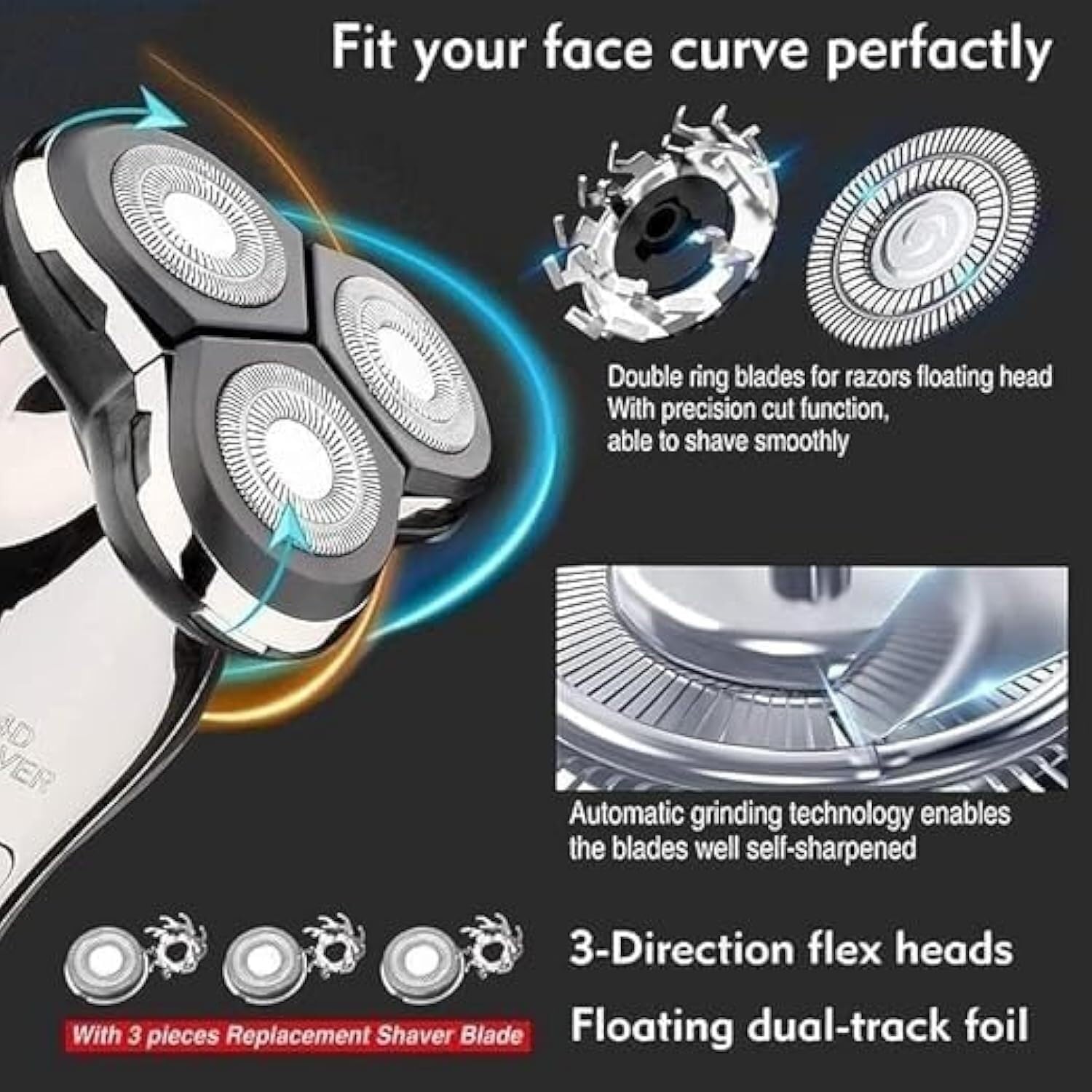 4-in-1 Rechargeable Electric Razor for Men - Waterproof Wet/Dry Shaver with Beard & Mustache Trimmer, USB Charging & Precision Blades | Perfect for Travel, Gym & Daily Grooming Routine