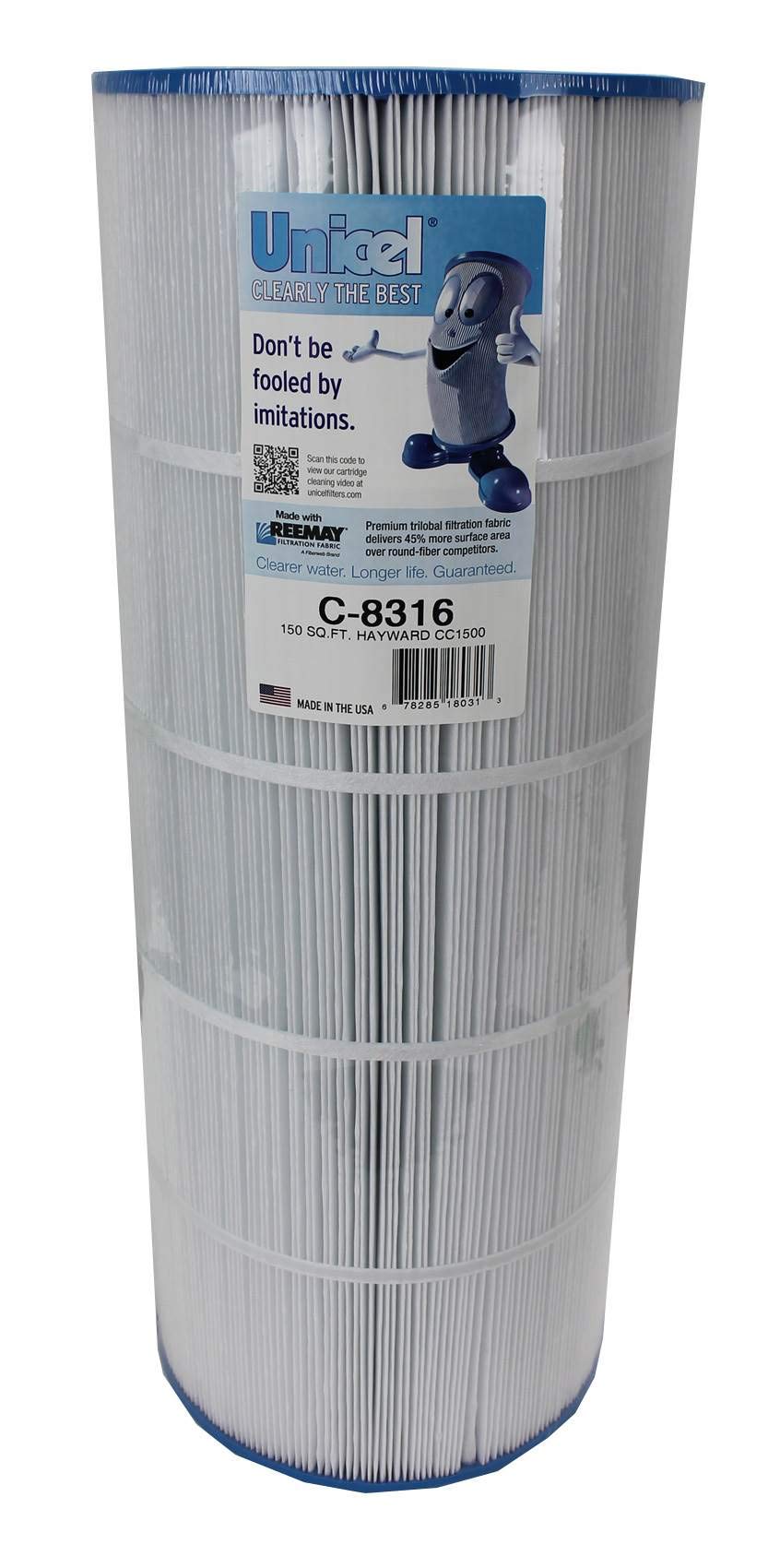 Unicel C-8316 150 Sq Ft Pool Filter Cartridge Replacement - 215 Pleats, Compatible with Hayward Pool Filters (4 Pack) - Ideal for Inground & Above Ground Swimming Pools, Spas & Hot Tubs