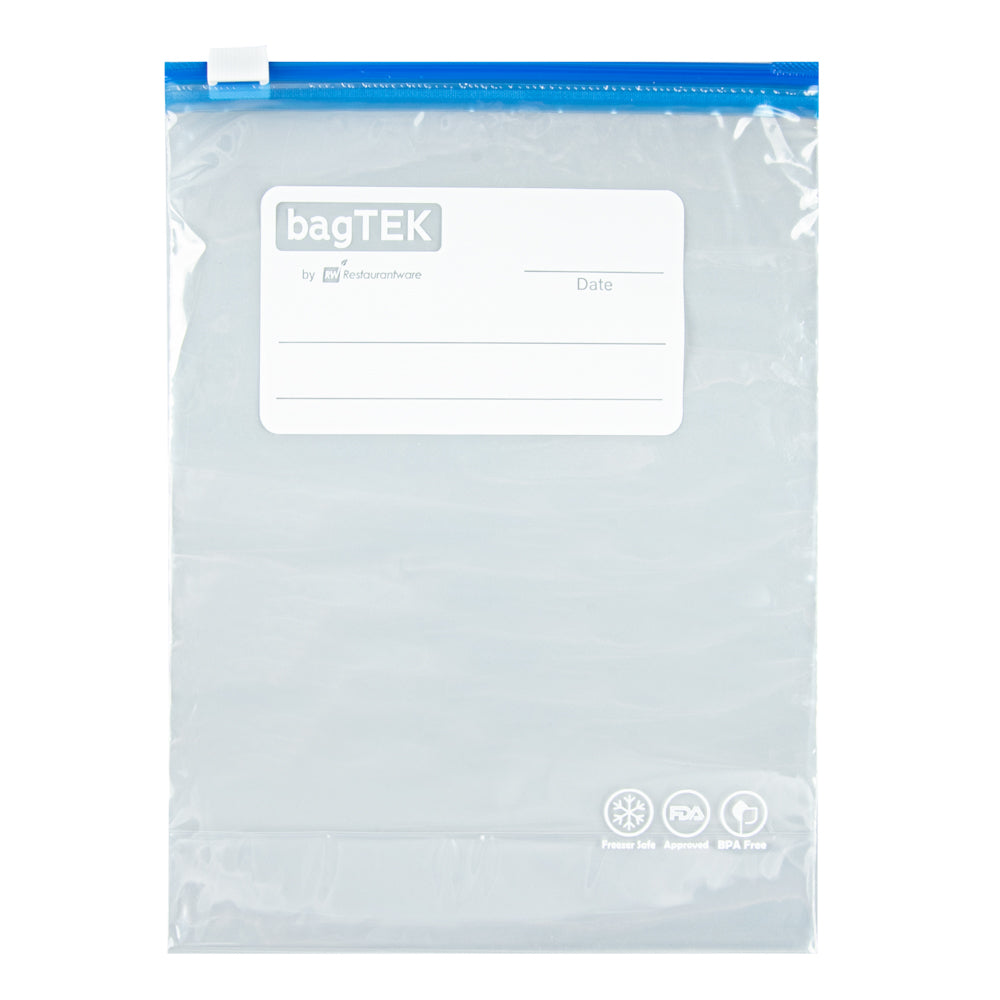 BPA-Free 1 Quart Clear Plastic Freezer Bags with Expandable Bottom & Write-On Label - 25 Count Box (6