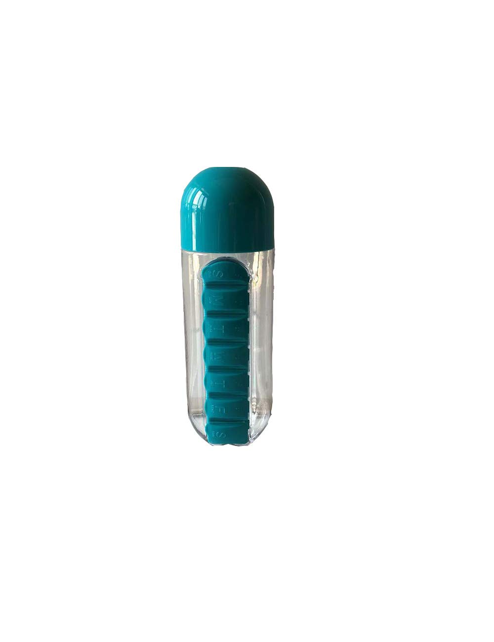 7-Day Portable Pill Organizer with Water Bottle - 2-in-1 Travel Medication Container & Outdoor Sports Drink Bottle (Blue) - Perfect for Hiking, Gym, Workouts and Daily Medication Management