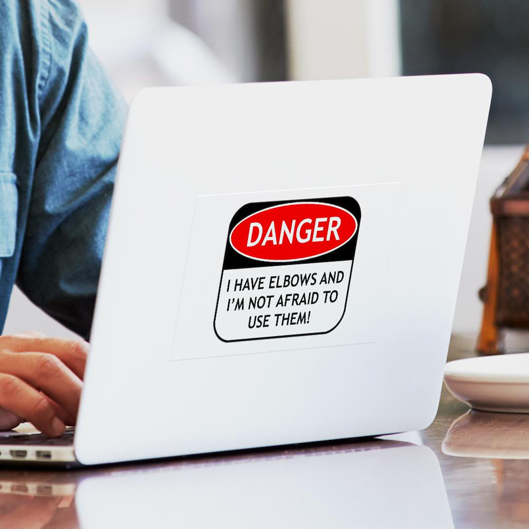 Premium Rectangle Bumper Sticker - Durable Car Decal with 'Use Elbows' Design | Perfect for Cars, Laptops & DIY Projects - CafePress