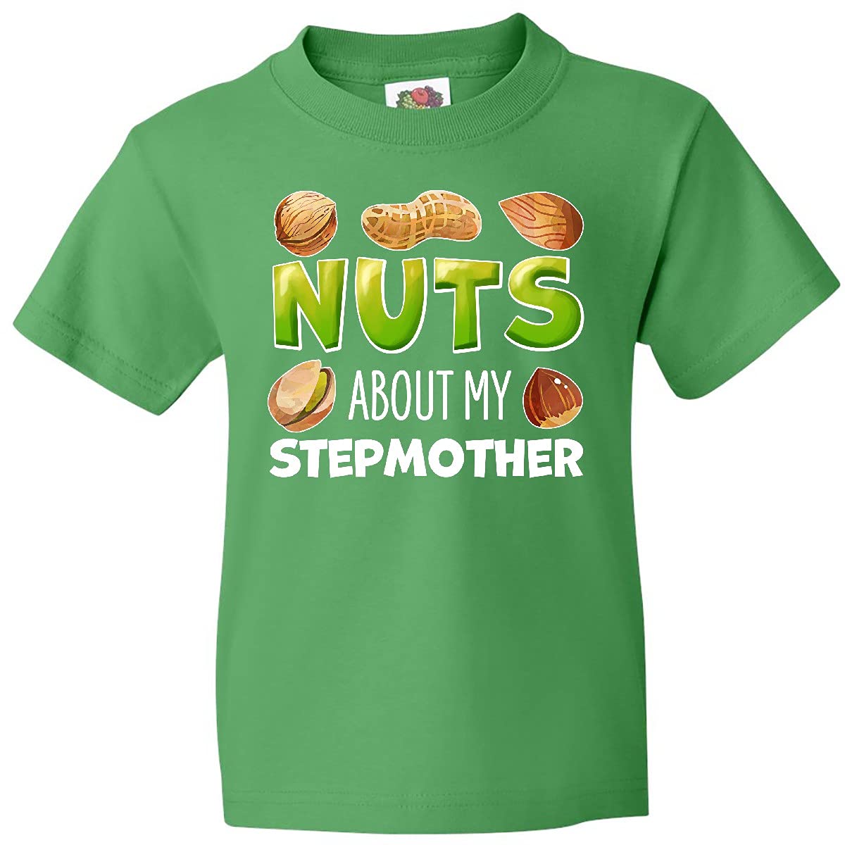 Inktastic 'Nuts About My Stepmother' Peanut Almond Pistachio Graphic Youth T-Shirt - Funny Family Gift for Stepkids & Stepmoms
