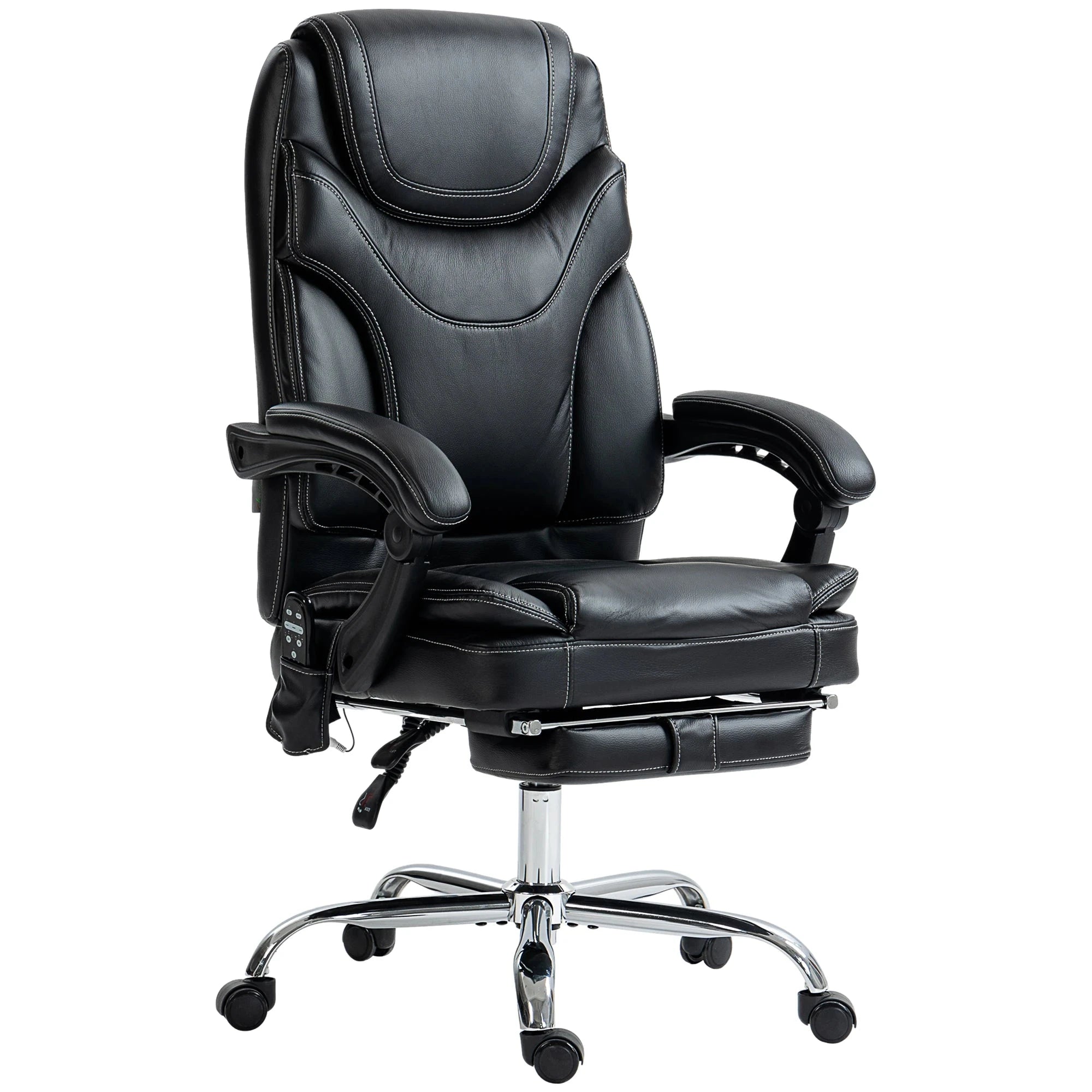 Premium Faux Leather Heated Massage Office Chair with 6-Point Vibration System - Black & Brown Options - Perfect for Home Office, Gaming, and Relaxation