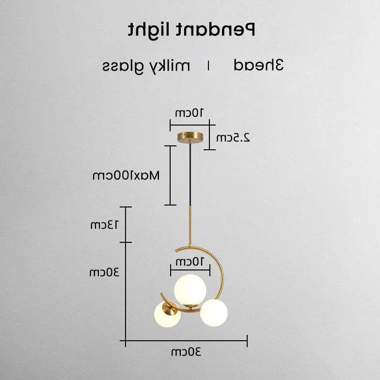 Modern Semi Arc White Glass Ball Pendant Light - Elegant Hanging Chandelier for Dining Room, Kitchen Island, Bedroom & Living Room Decor