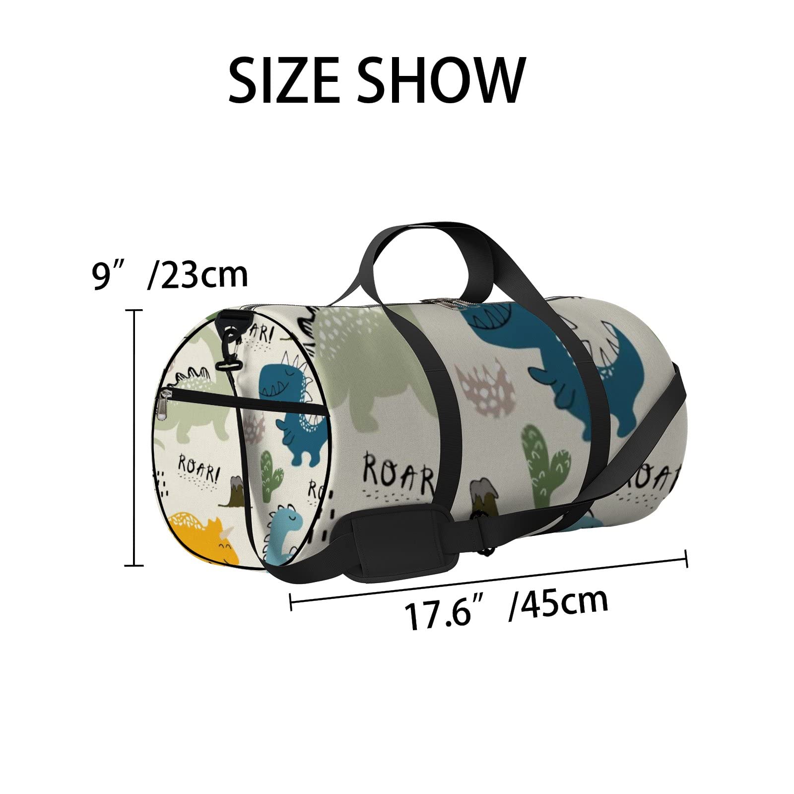 Dinosaur Print Waterproof Gym Bag with Shoulder Strap & Side Pockets - Lightweight Sports Tote for Men & Women - Perfect for Workouts, Travel, School & Beach Day