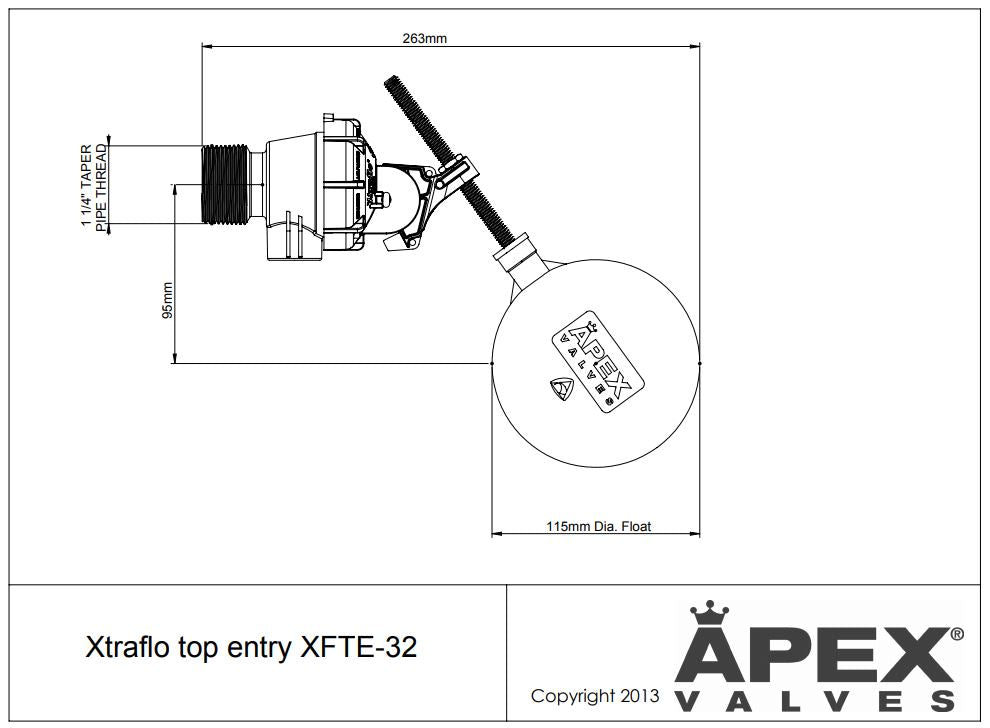 Apex Top Entry Xtraflo Armless High Flow Automatic Trough Valve – Full Flow, Backflow Prevention for Large Troughs (Max 1200LPM) – Ideal for Livestock Watering Systems, Agricultural Irrigation & Industrial Applications
