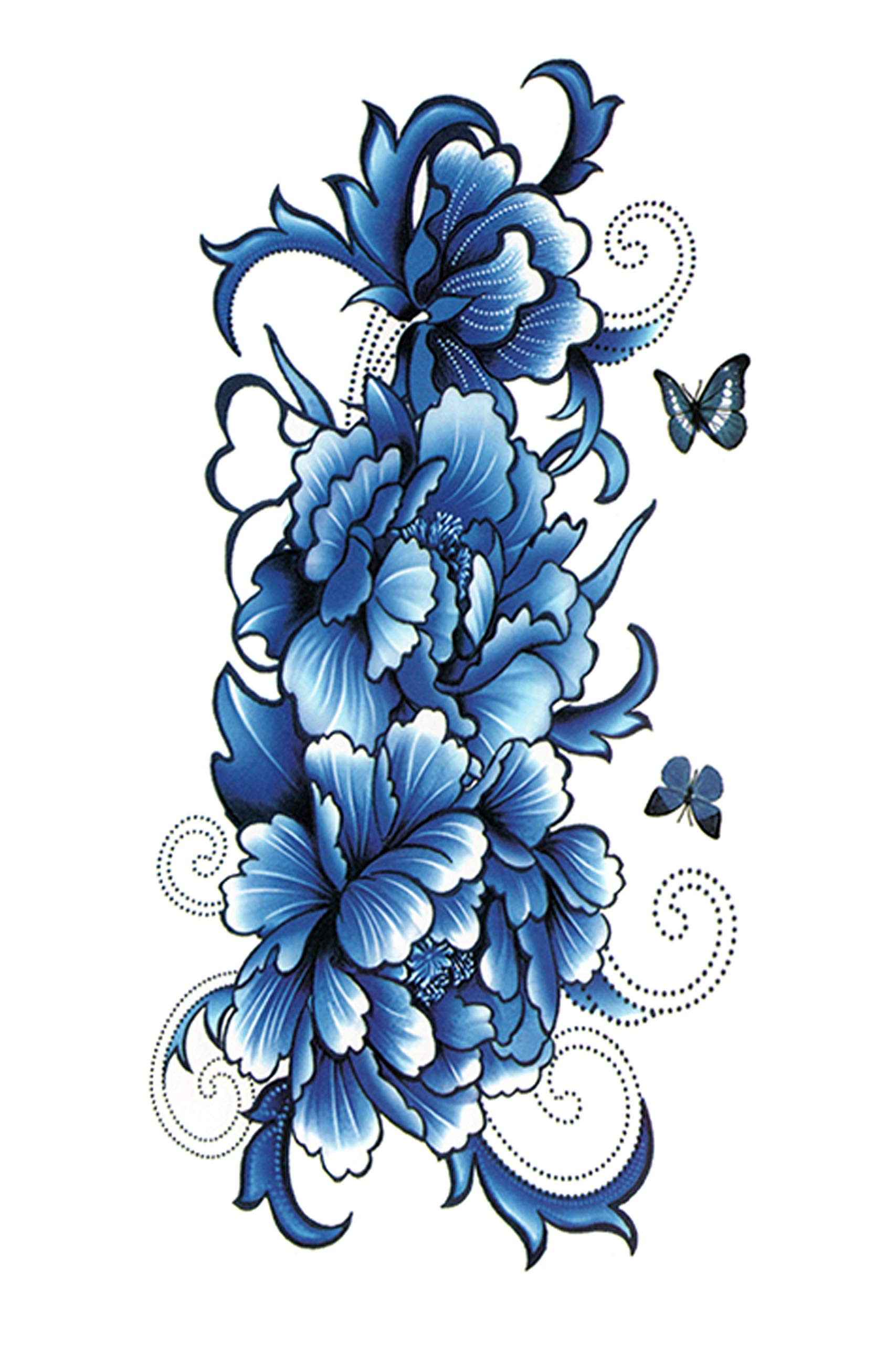 Waterproof Temporary Tattoo Stickers for Men & Women - 3D Realistic Flowers, Butterflies, Stars, Wolves & Armband Designs (19x9cm) | Perfect for Parties, Festivals & Costume Events