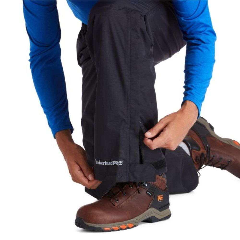 Timberland PRO® Men's Waterproof Rain Pants - Black (TB0A1HQM015) | All-Weather Protection for Outdoor Work & Hiking