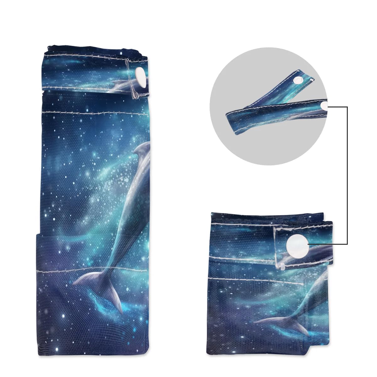 Galaxy Dolphin Wet Dry Bags 2 Pack - Waterproof Travel Laundry Bags, Swimsuits Storage & Cloth Diaper Wet Bags for Beach, Pool, Gym, Yoga | Perfect for Swimming, Baby Care, Sports & Travel Organization