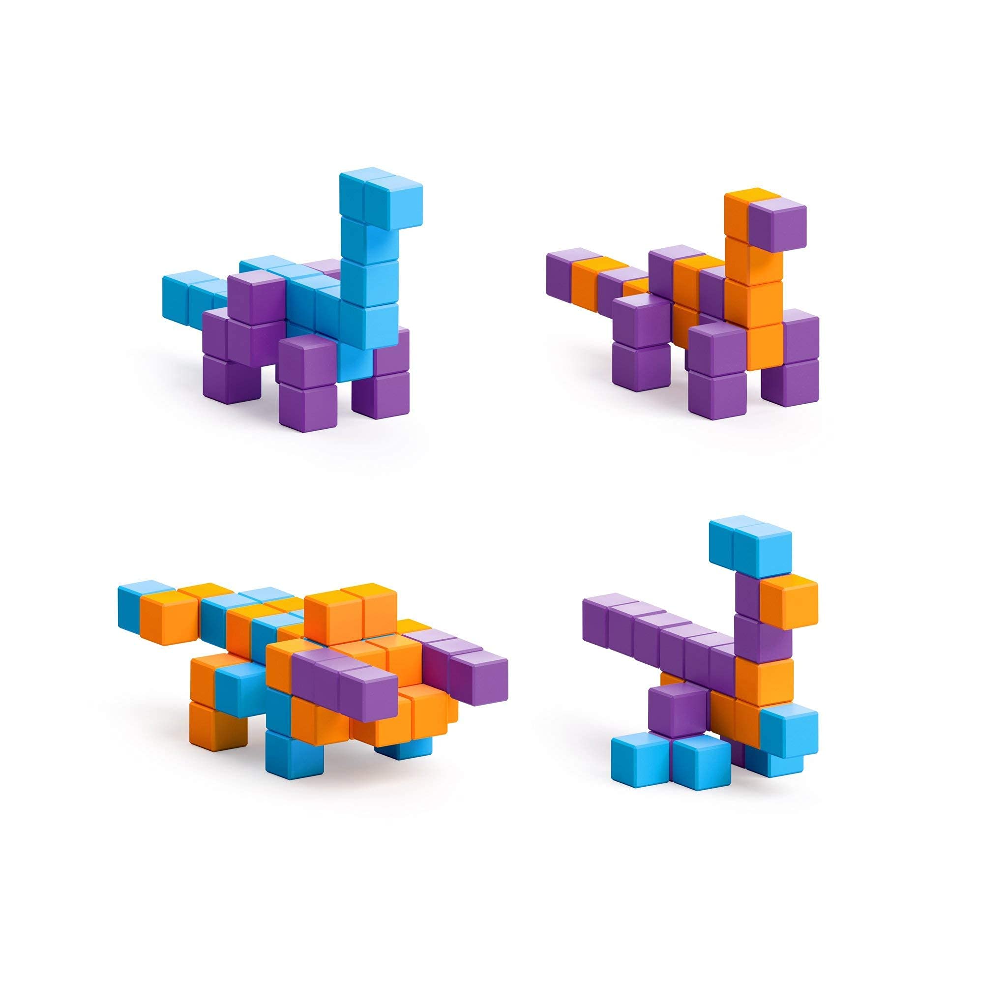 PIXIO Mini Dinos - 88pcs Magnetic Pixel Art Building Blocks for Kids, STEM Learning Toys with Dinosaur Figures, Creative Arts & Crafts Educational Toys for Boys & Girls - Perfect for Classroom, Birthday Gifts & Indoor Playtime
