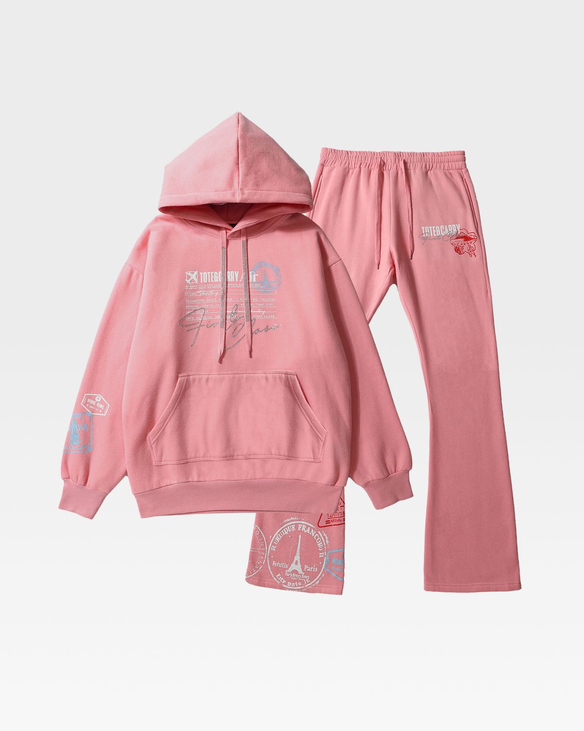Globetrotter Pink Hoodie and Sweatshirt Set - Cozy Matching Outfit for Women | Perfect for Travel, Gym & Casual Wear