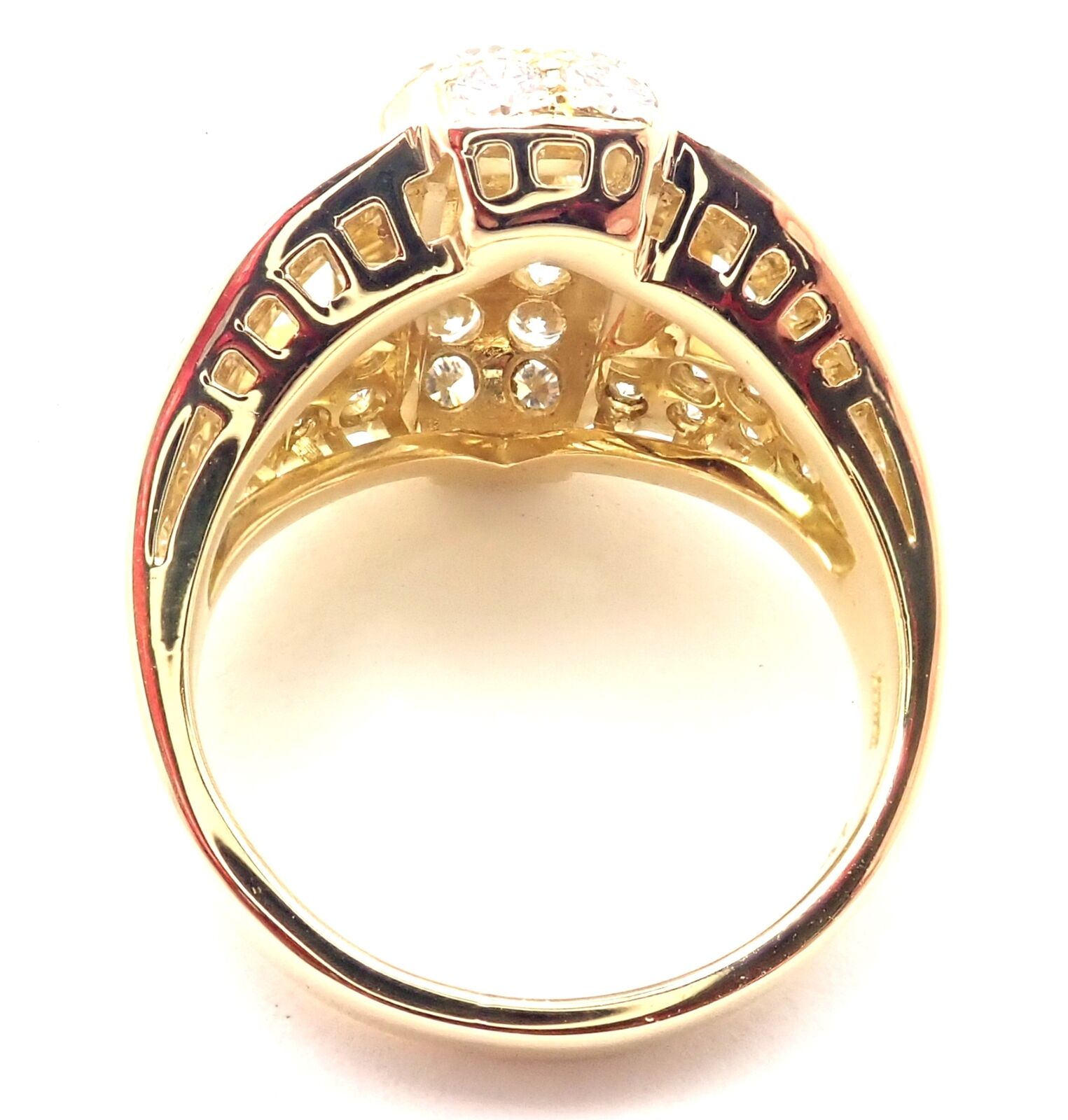 Authentic Piaget 18K Yellow Gold 3 Carat Diamond Cocktail Ring for Women - Luxury Vintage Jewelry for Parties, Weddings & Special Occasions