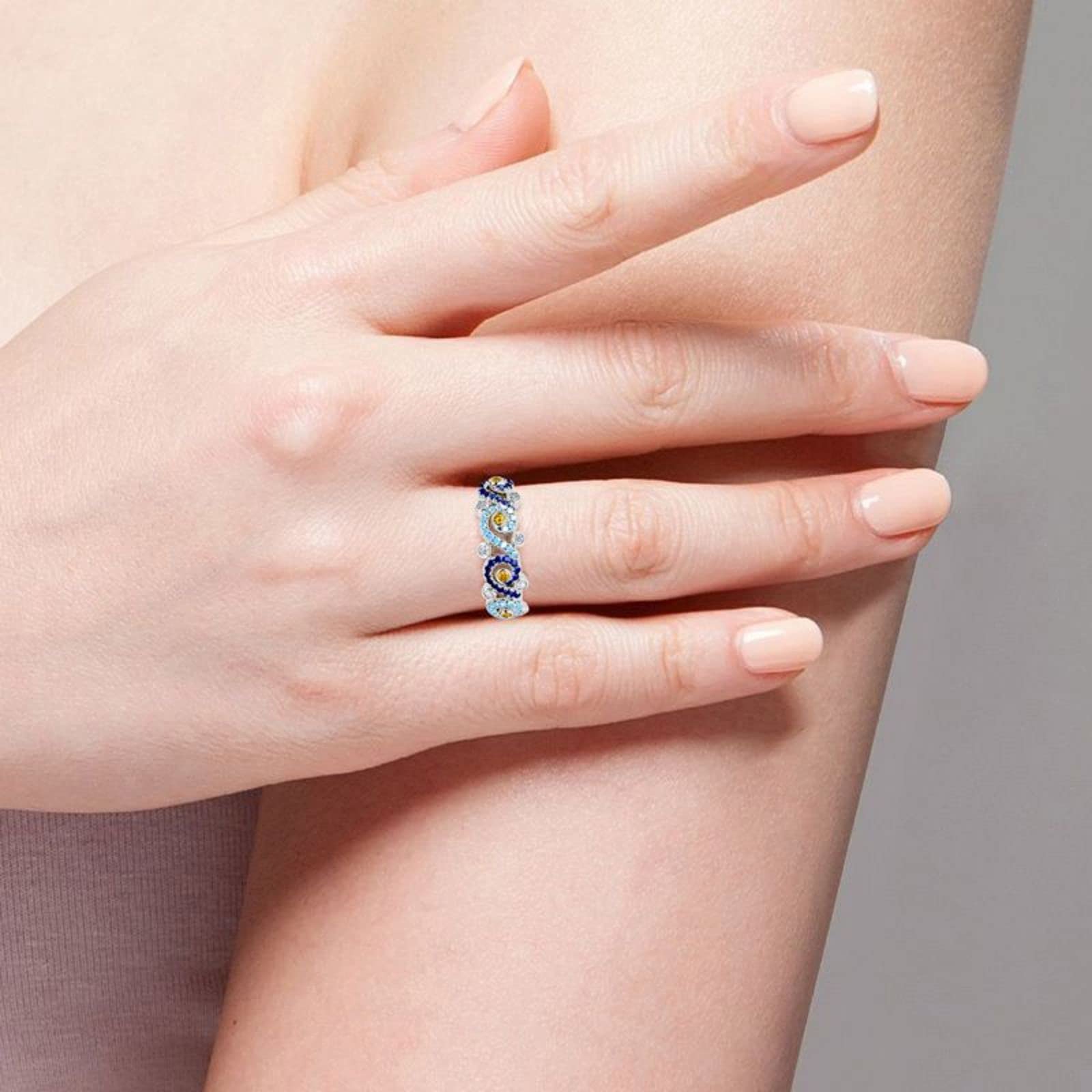 Jeulia Promise Engagement Ring - The Starry Night Round Cut CZ Sterling Silver Diamond Fashion Wedding Bridal Ring Set for Women - Valentine's Day, Anniversary, Proposal Gift with Jewelry Box - Perfect for Romantic Occasions & Special Moments