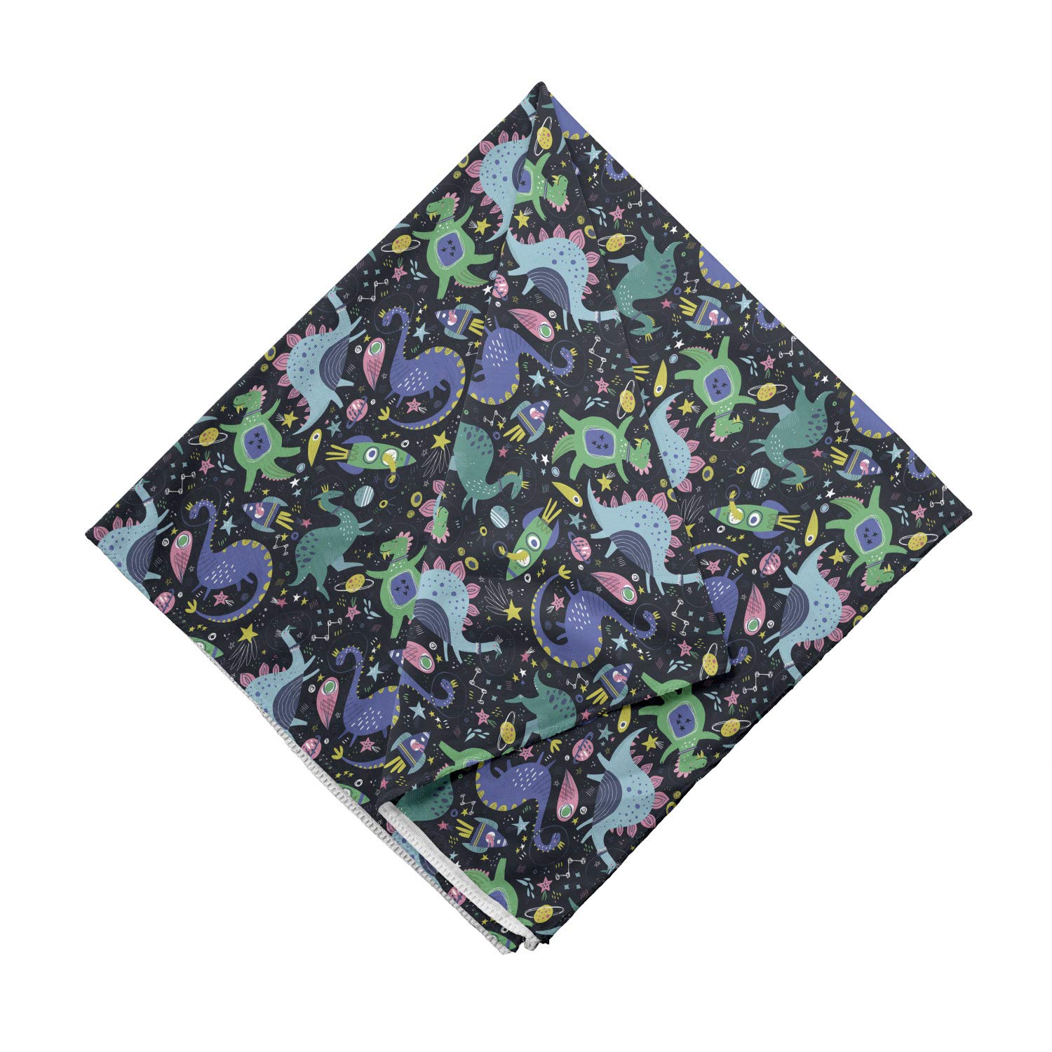Ambesonne Dragon Bandana - Space Themed Dinosaur & Planets Print - Unisex Head Scarf & Neck Tie for Cosplay, Costume Parties & Outdoor Adventures