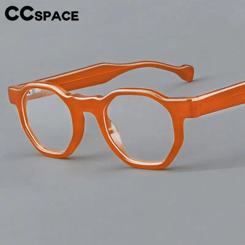 CCspace Unisex Full Rim Flat Top Round Acetate Reading Glasses R57621 - Stylish & Durable Eyewear for Reading, Office & Daily Use