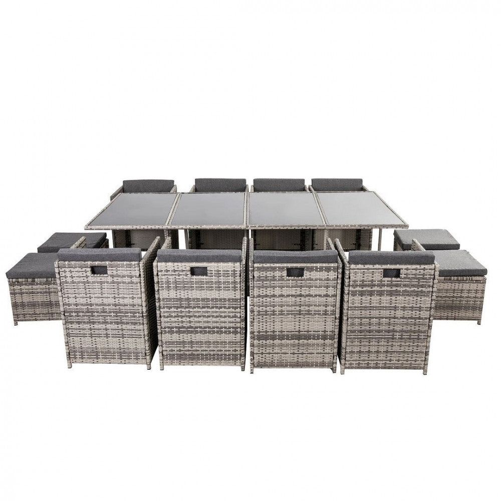 Bali 13-Piece Outdoor Dining Set in Gray - Perfect for Patio, Garden, and Backyard Entertaining