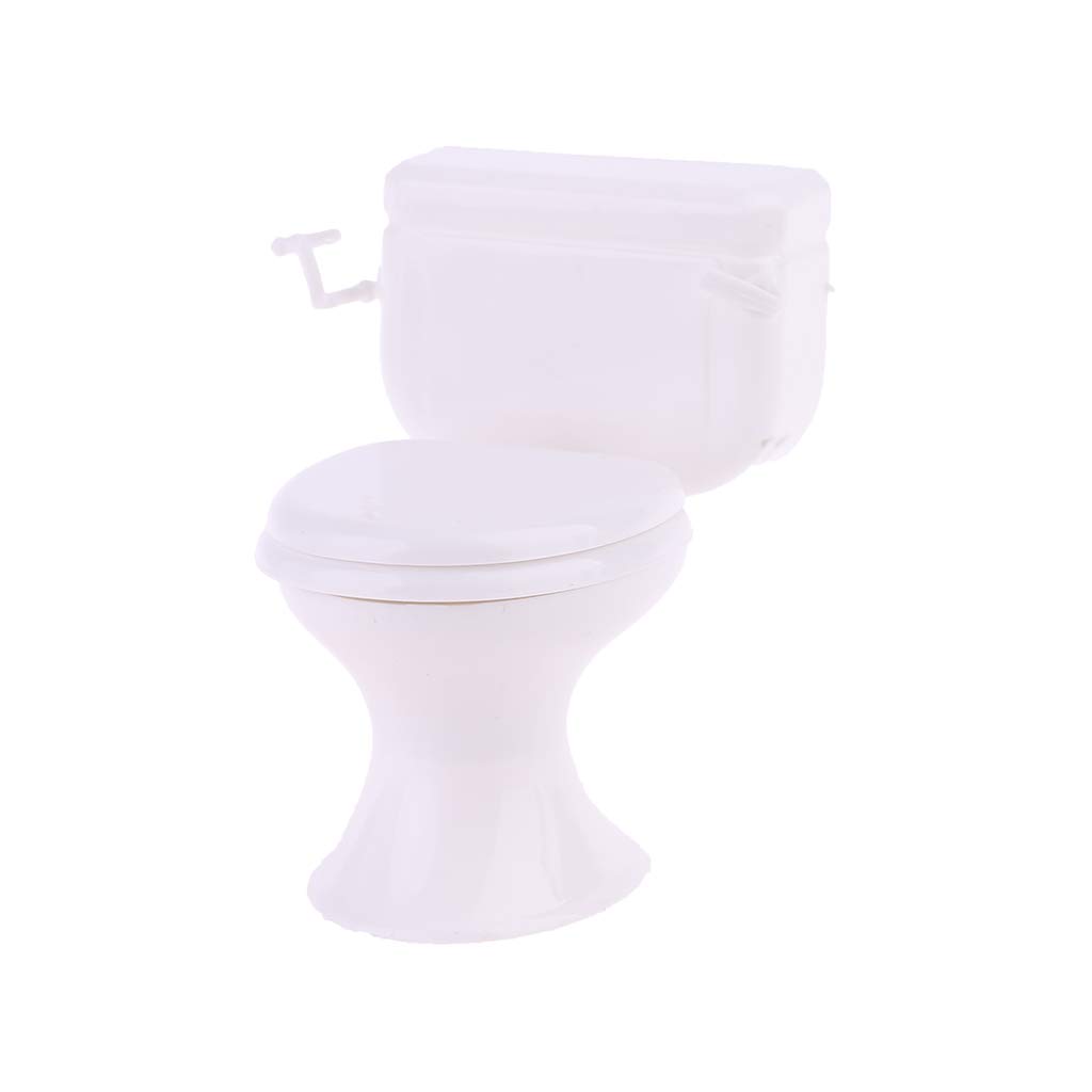 Vintage Miniature Dollhouse Bathroom Set - White Toilet Model for DIY Dollhouse Decor, Kids Pretend Play & Collectors Display