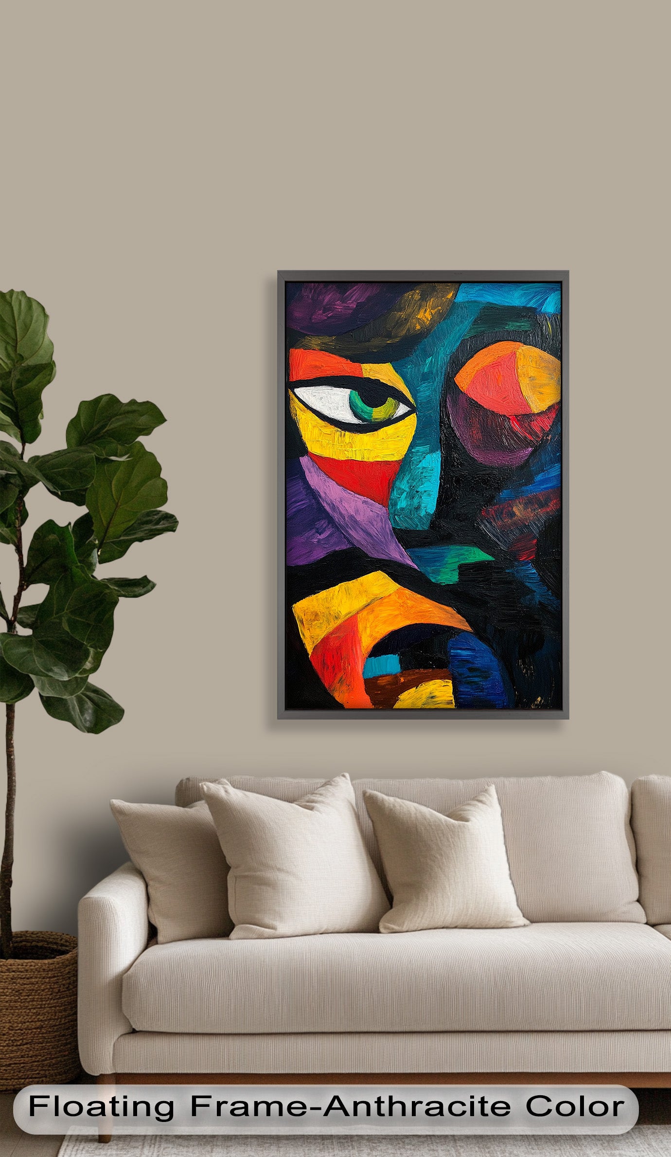 Abstract Eye Expression Fauvism Oil Painting - Modern Wall Art for Living Room, Bedroom & Office Decor