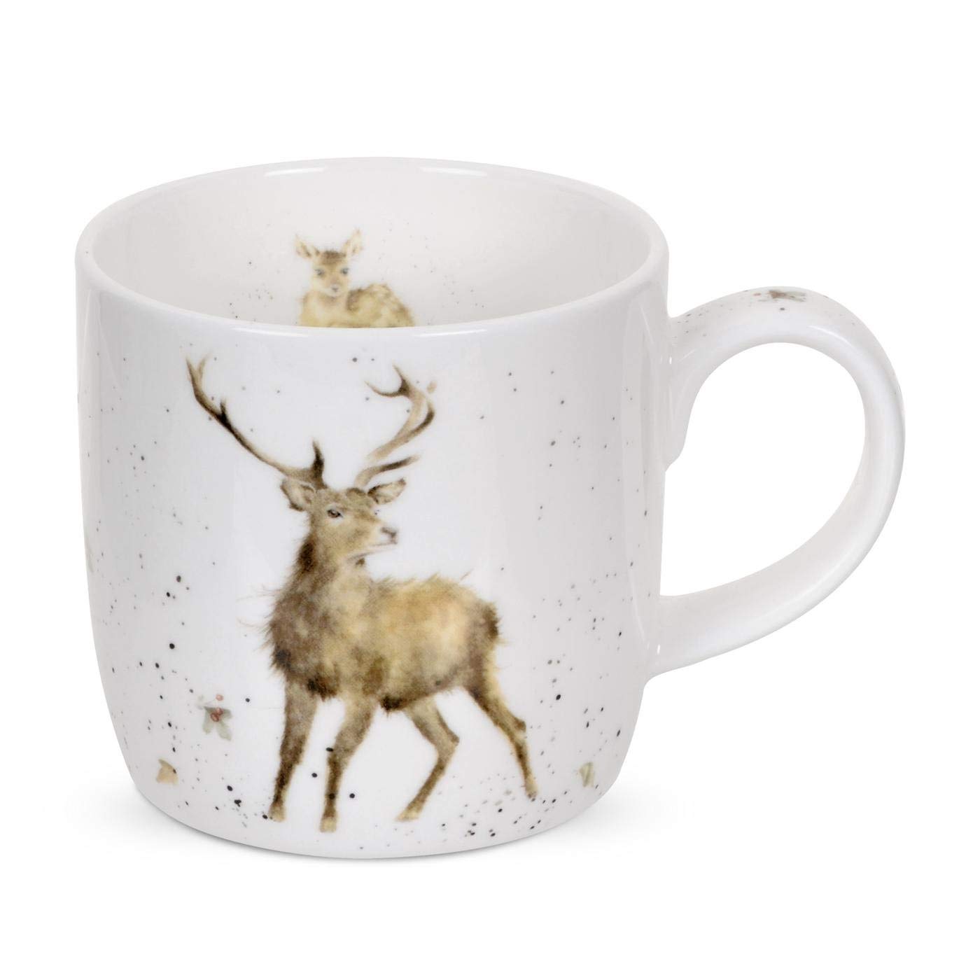 Portmeirion Wrendale Designs Wild at Heart 11oz Bone China Coffee Mug with Stag Design - Microwave & Dishwasher Safe - Perfect for Home, Office, and Gift Giving