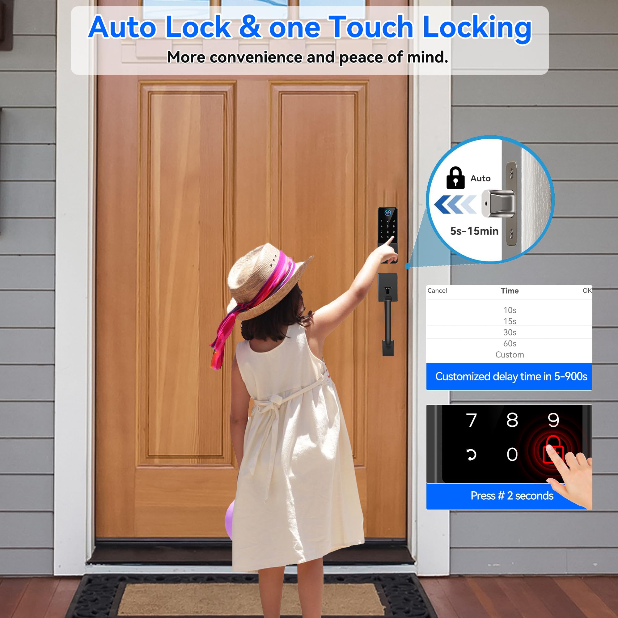 Smart Keyless Entry Door Lock - 5-in-1 Digital Deadbolt with Mobile App Control, Keypad & Handle - Black | Secure Front Door Access for Homes & Apartments