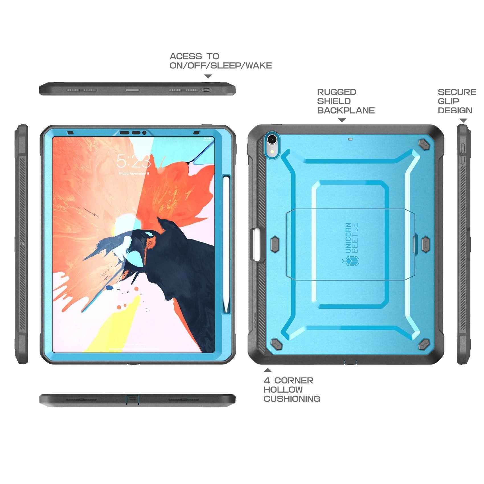 iPad Pro 12.9 inch (2018) Case - Unicorn Beetle Pro Rugged Full Body Protective Cover with Apple Pencil Holder | Shockproof, Drop Protection for iPad Pro 3rd Gen | Perfect for Travel, Work & Outdoor Use