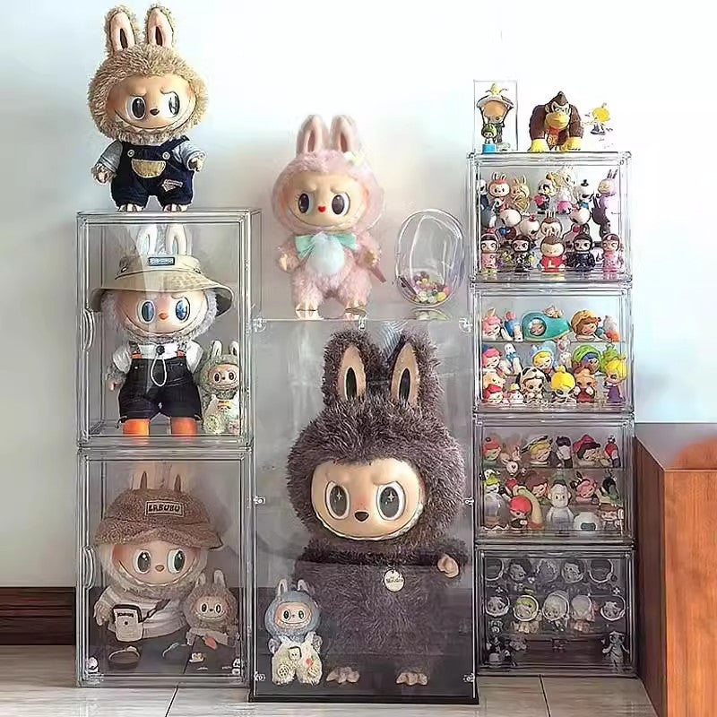 POP MART Figure Display Case - Clear Acrylic Desktop Storage Box for Collectible Toys - Perfect for Home Office, Shelf Decoration & Gift Packaging
