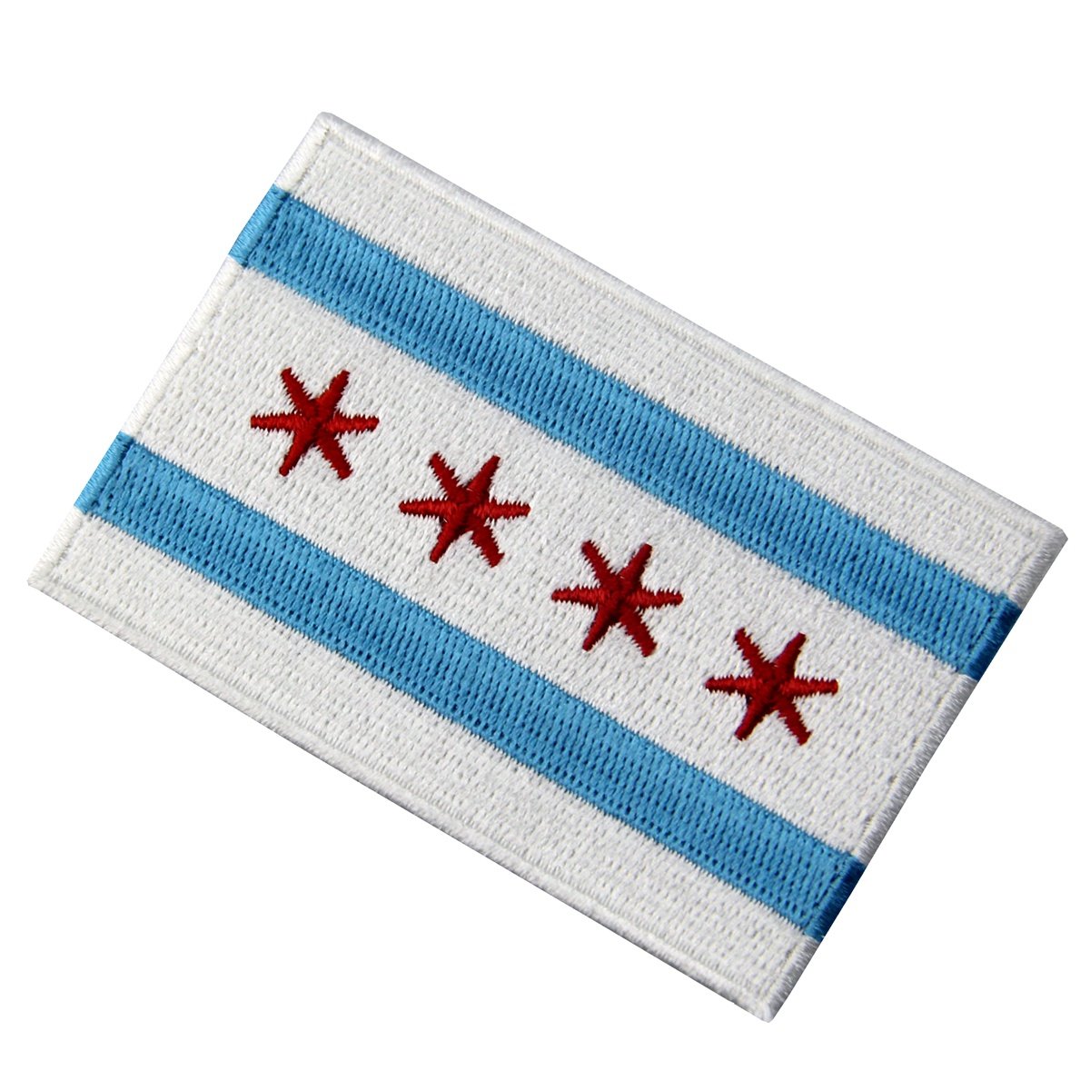 Chicago City Flag Embroidered Iron On Patch - Illinois State Sew On Applique for Jackets, Bags & DIY Crafts