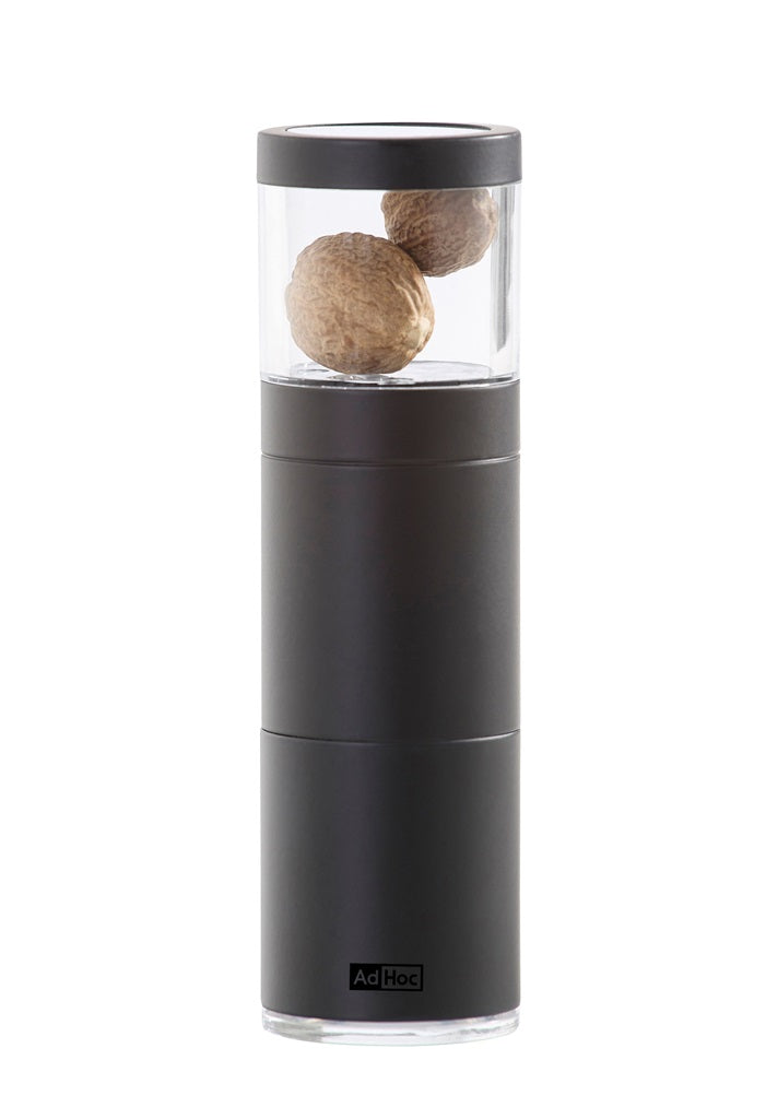 Premium Ad Hoc Muskatino Nutmeg Grinder - 12.5cm Stainless Steel Spice Mill with Adjustable Coarseness - Perfect for Fresh Nutmeg, Cinnamon & Spices in Baking, Cooking & Coffee Making