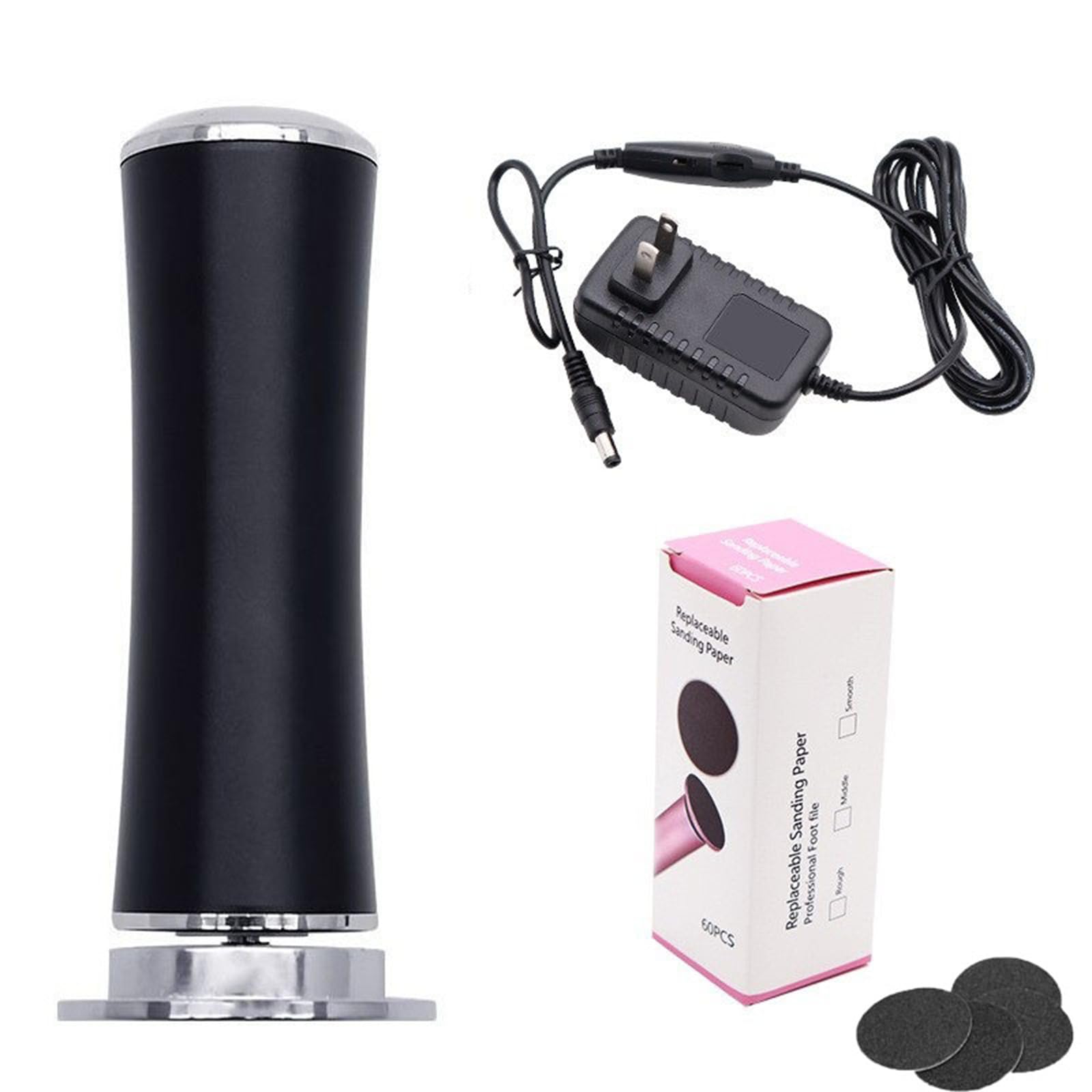 Dermave Electric Foot Callus Remover & Pedicure Polisher - 360° Rotating Exfoliator for Smooth Feet - Professional Foot Grinder for Dead Skin & Callus Removal (Black) - Perfect for Home Spa & Pedicure Care