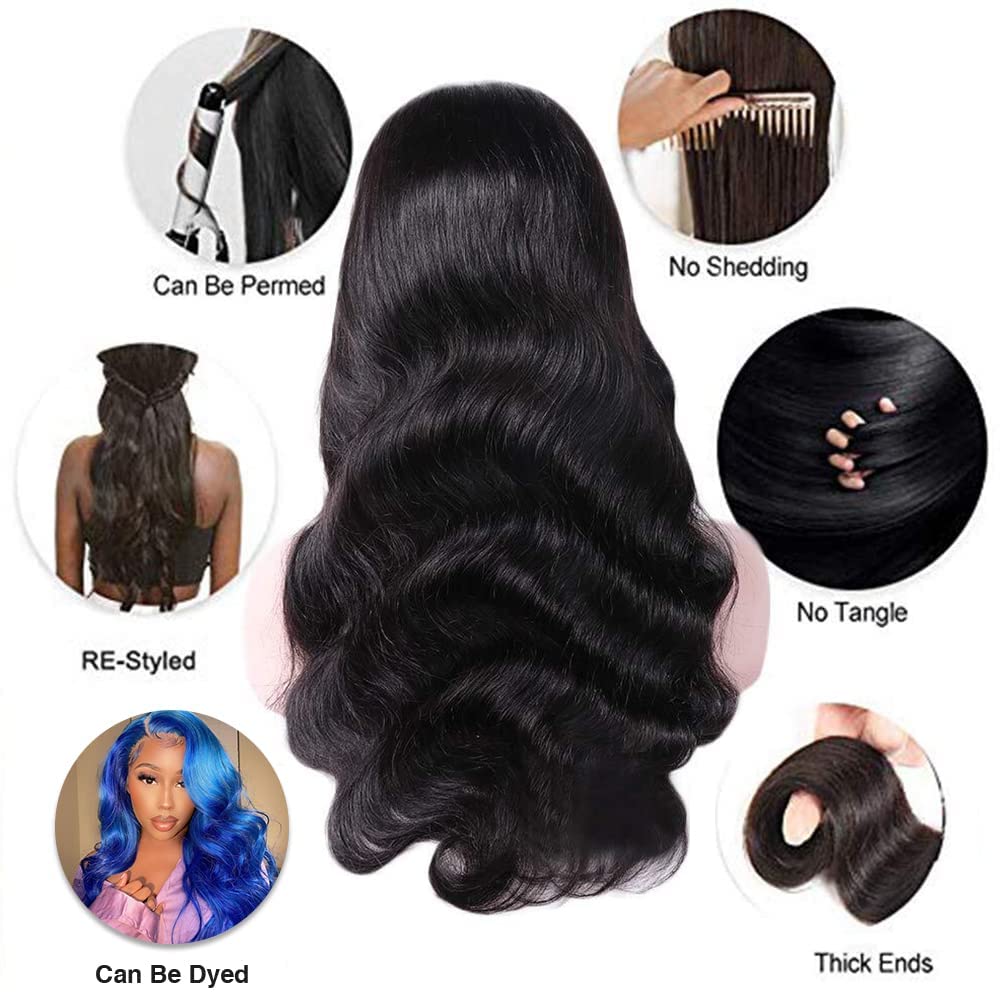 360 Body Wave Full Lace Frontal Wigs Human Hair 180 Density HD Transparent Brazilian Virgin Hair Wigs with Baby Hair for Black Women - 28 Inch Natural Color | Perfect for Daily Wear, Special Occasions & Protective Hairstyles