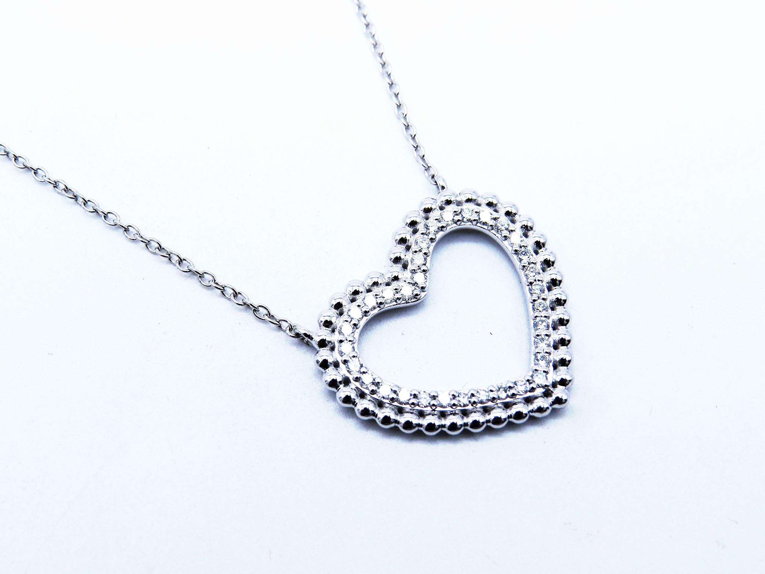 0.50 Cttw 14K Solid White Gold Heart Pendant with Round White Diamonds for Women - Elegant Jewelry Gift for Valentine's Day, Anniversary & Special Occasions