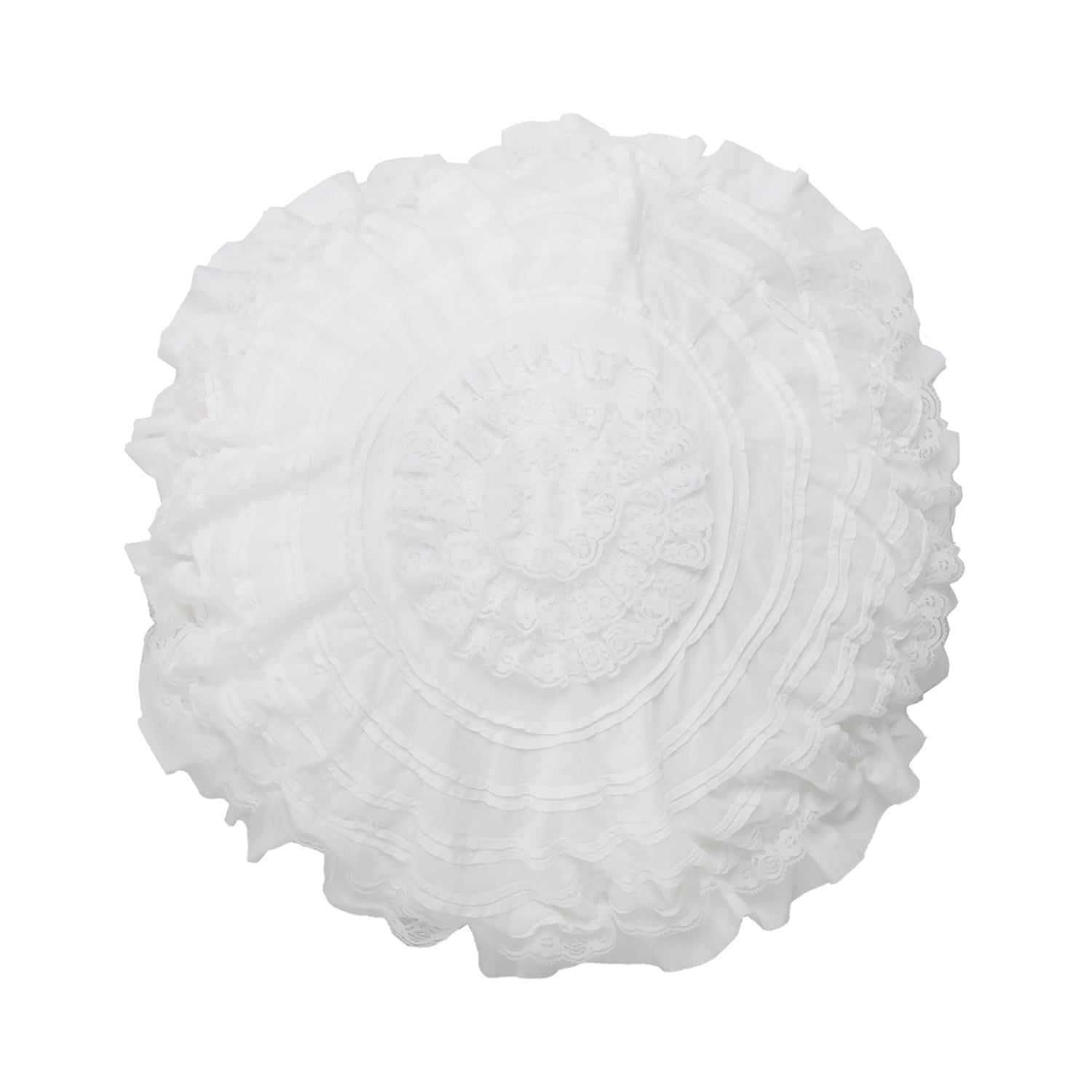 Round Cotton Petticoat Pillow - Soft & Comfortable White Decorative Cushion for Sofa, Bed, or Nursery - Perfect for Home Decor and Relaxation