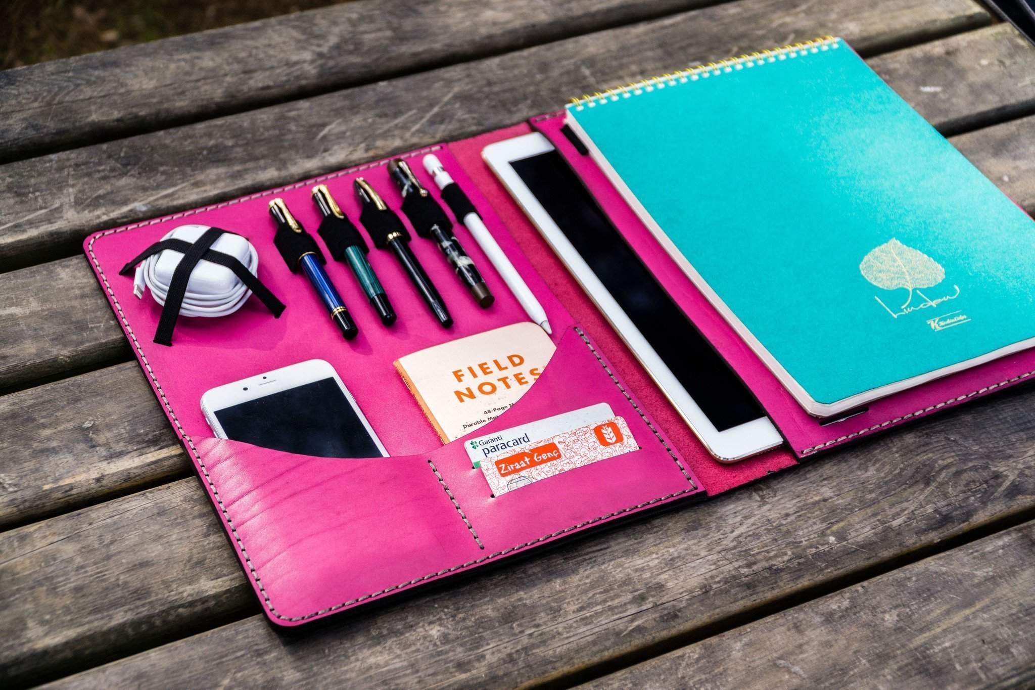Premium Moleskine Professional A4 Leather Workbook & Planner - Pink Executive Organizer for Business, Meetings & Note Taking