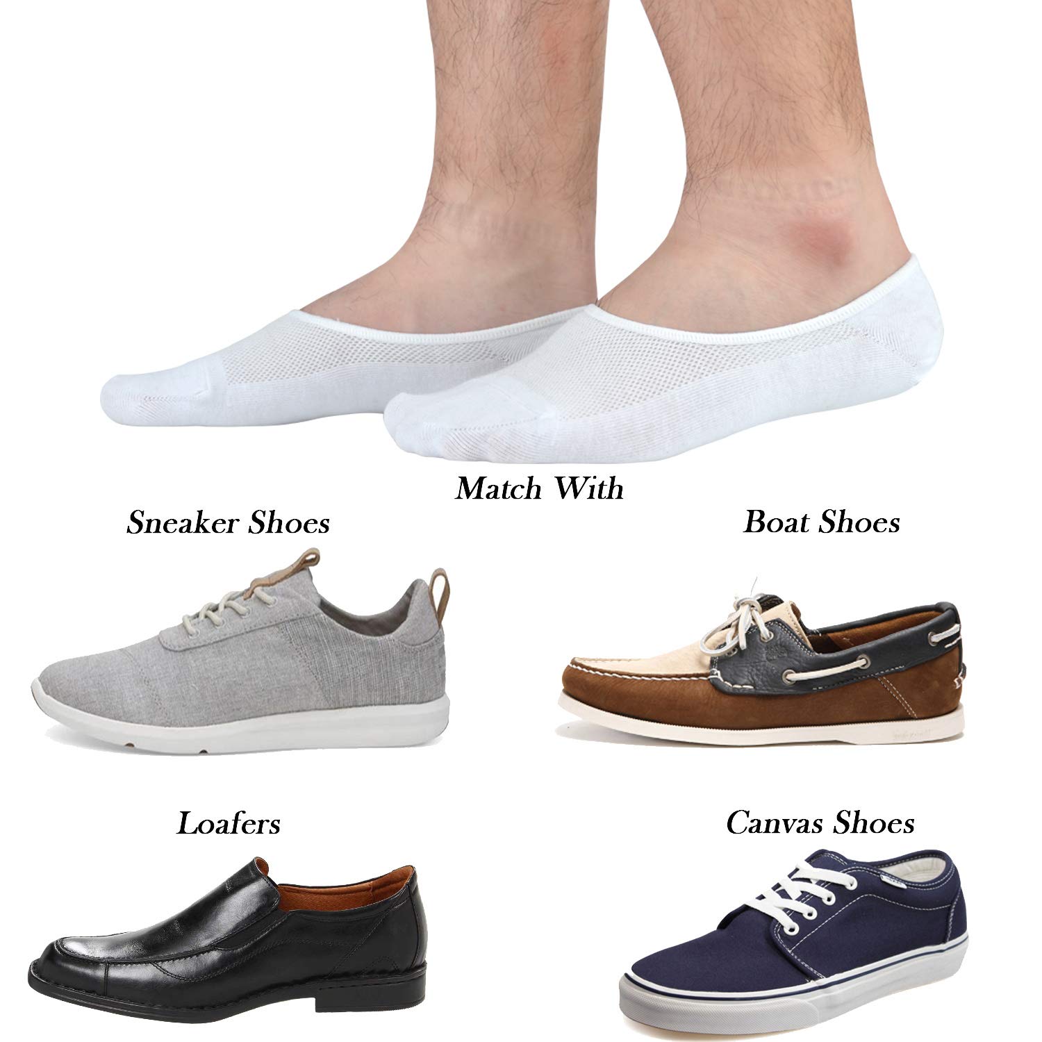JORMATT Genuine Men's No Show Socks - Low Cut Cotton Loafer & Sneaker Socks with Non-Slip Grips - Breathable & Comfortable for Casual Wear, Sports & Daily Use