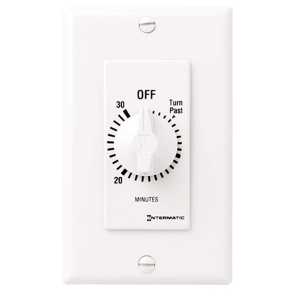 Intermatic FD30MWC 30-Minute Countdown Wall Timer for Fans and Lights, White - Perfect for Bathroom, Bedroom, and Garage Energy Saving