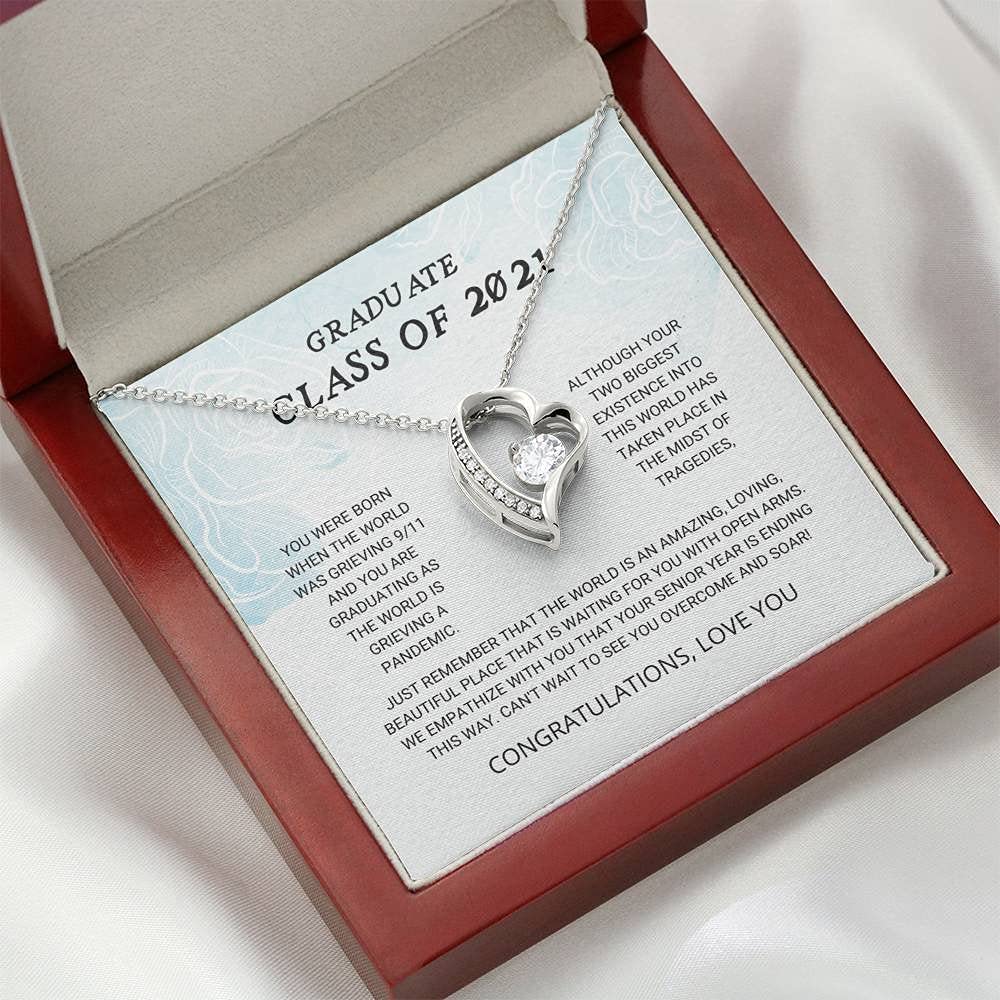 Personalized Graduation Jewelry Gift for Class of 2021 - Forever Love Necklace for Women, Custom Engraved Senior Graduate Present - Perfect for Graduation Ceremonies, Parties & Memory Keepsakes