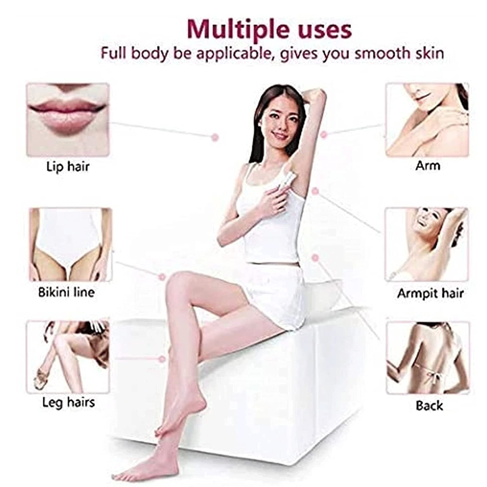 Electric Epilator for Women - 3-in-1 Hair Removal & Shaving System, Waterproof Bikini Trimmer, Nose Hair, Armpit & Eyebrow Shaver for Smooth Skin - Perfect for Travel, Home Spa & Daily Grooming (White)