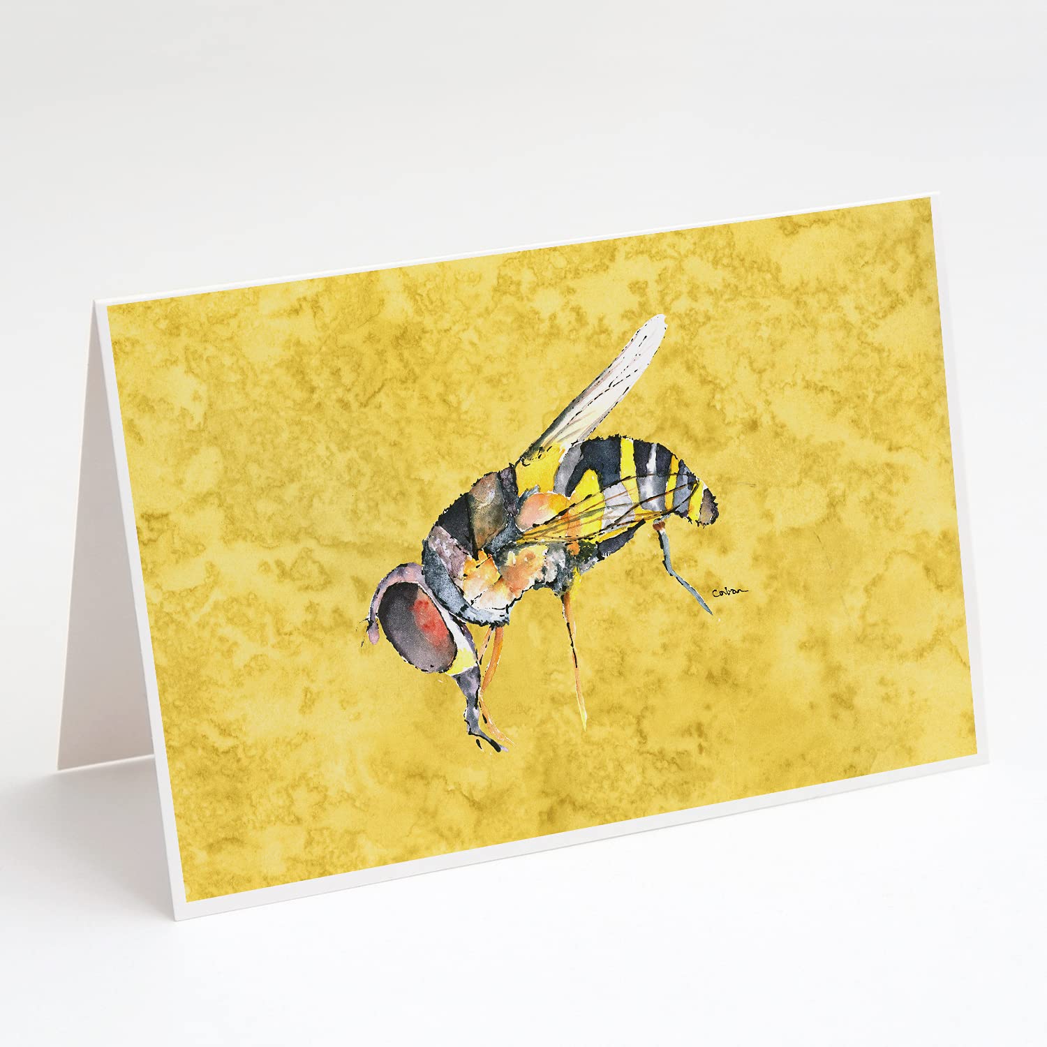 Whimsical Bee on Yellow Blank Greeting Cards & Envelopes - Pack of 8 A7 Size 5x7 Note Cards for Birthdays, Thank You Notes & Special Occasions | Caroline's Treasures 8851GCA7P