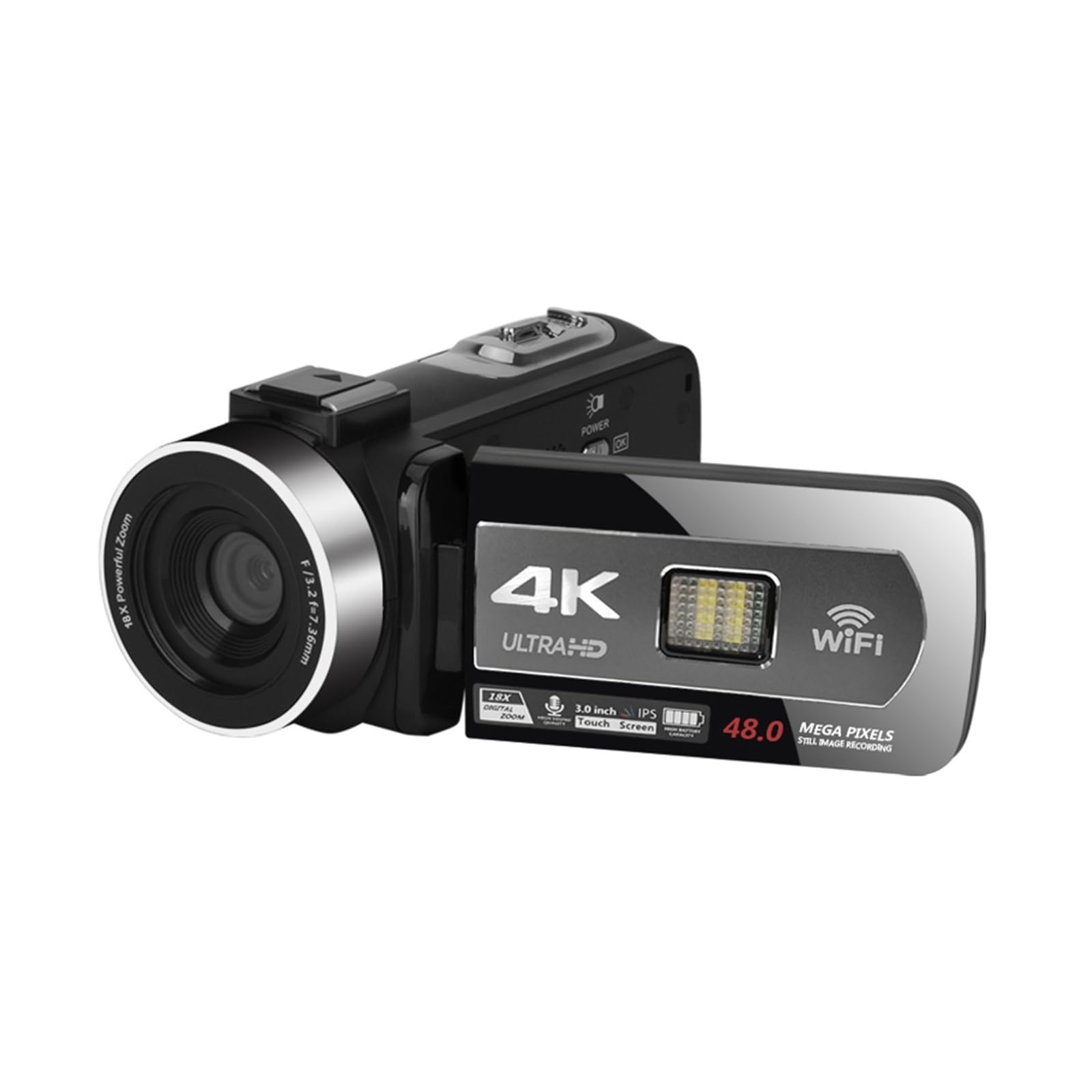 NMBHUS Auto Focus 4K Camcorder with WiFi - Portable Webcam for Live Streaming, Time Lapse, Loop Recording - Digital Vlogging Camera for YouTube & Social Media (Includes 32GB SD Card) - Perfect for Travel, Events, and Home Video Recording