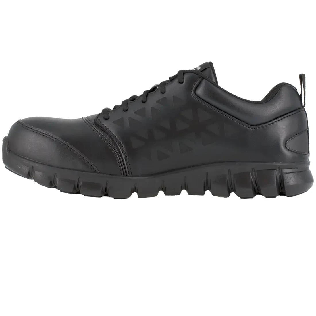 Sublite Cushion Alloy Toe Athletic Work Shoes - Black Leather Safety Shoes for Men & Women - Comfortable & Lightweight for Construction, Warehouse & Industrial Work