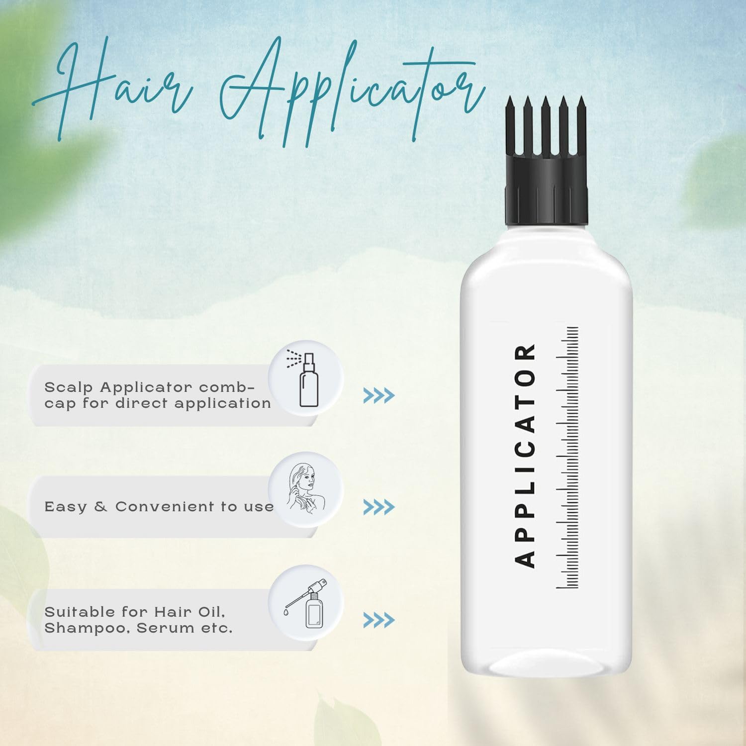 Flemco 100ml Hair Root Applicator Bottle with Comb Cap - Fine Mist Spray & Flip Top for Hair Oil, Shampoo & Scalp Treatments | Refillable Multipurpose Bottles (Set of 3) | Perfect for At-Home Hair Care & Salon Use