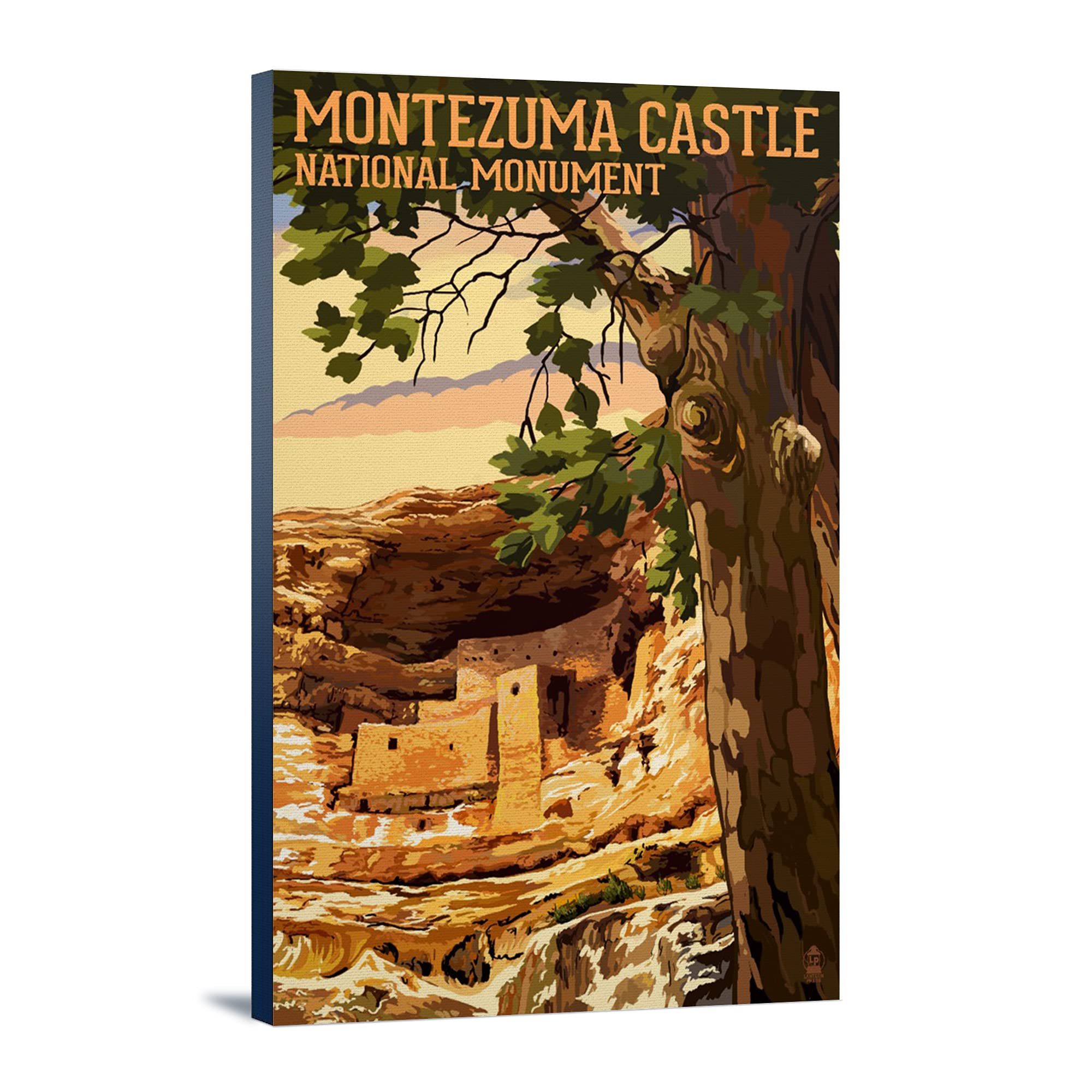 Lantern Press Montezuma Castle Arizona Sunset Wall Art - 12x18 Wrapped Canvas Print for Home & Office Decor - Perfect for Living Room, Bedroom or Gift