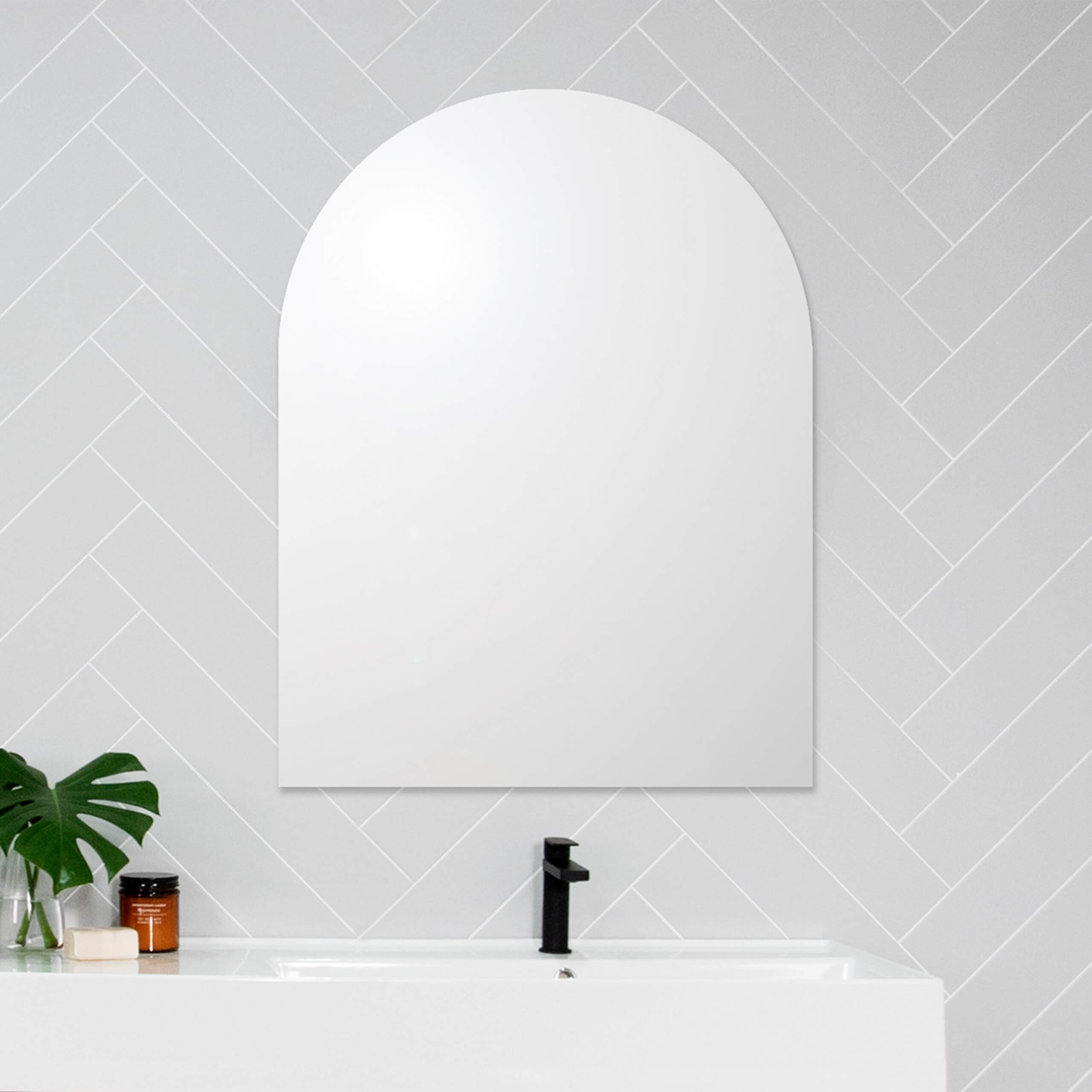 ADP Arch Mirror - Modern Wall-Mounted Bathroom Vanity Mirror with LED Lighting for Home & Salon Use