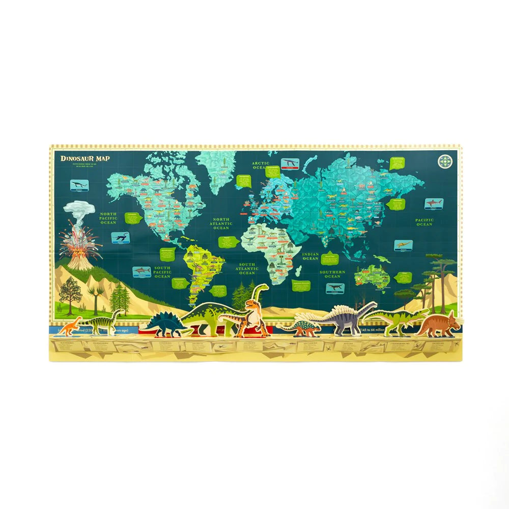 Dinosaur Timeline & World Map Kit - Create Your Own Prehistoric Adventure | Perfect for Kids' Educational Activities & Classroom Decor