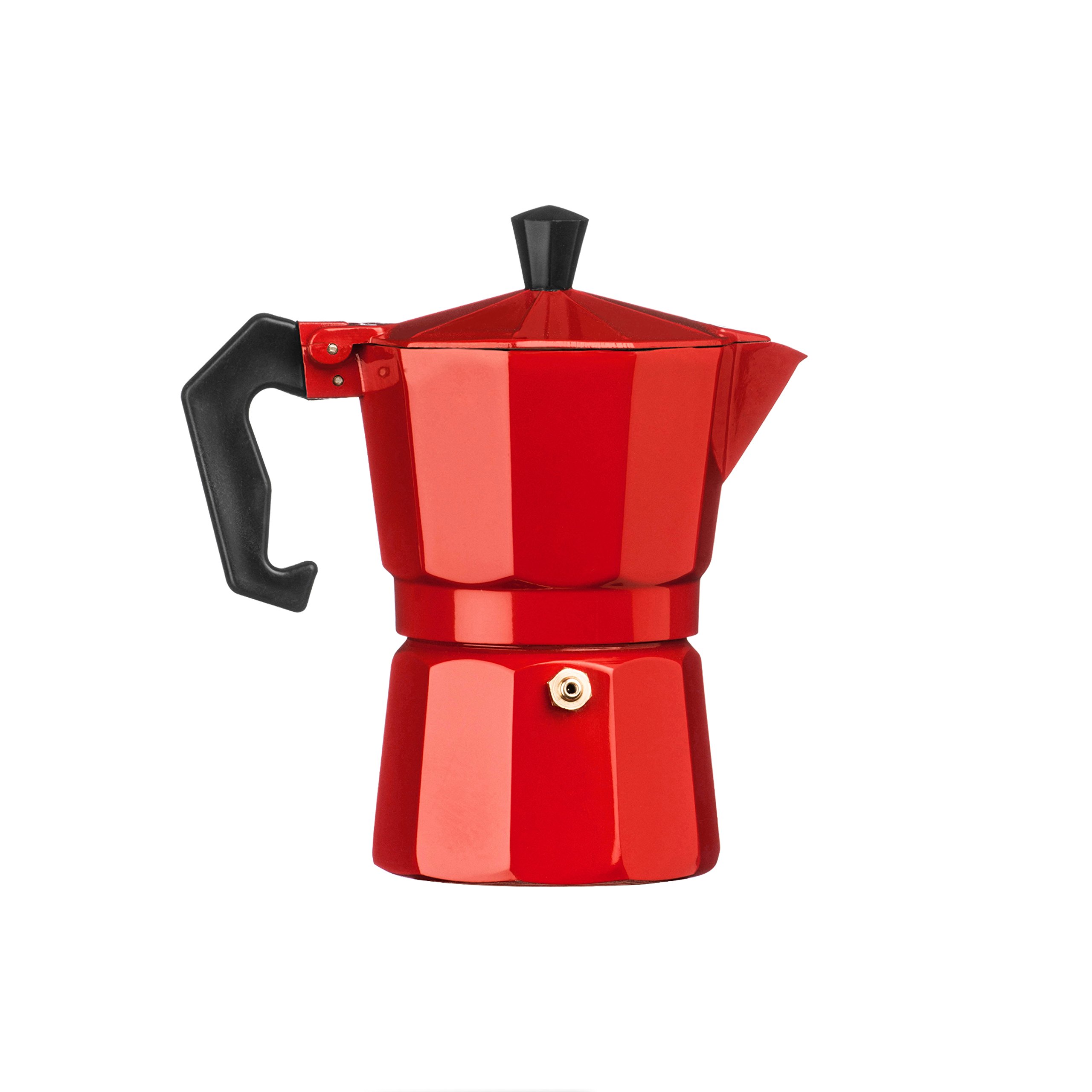 Premier Housewares 3 Cup Stovetop Espresso Coffee Maker - Red | Italian Style Moka Pot for Home, Office & Camping | Perfect for Espresso Lovers & Gift Giving