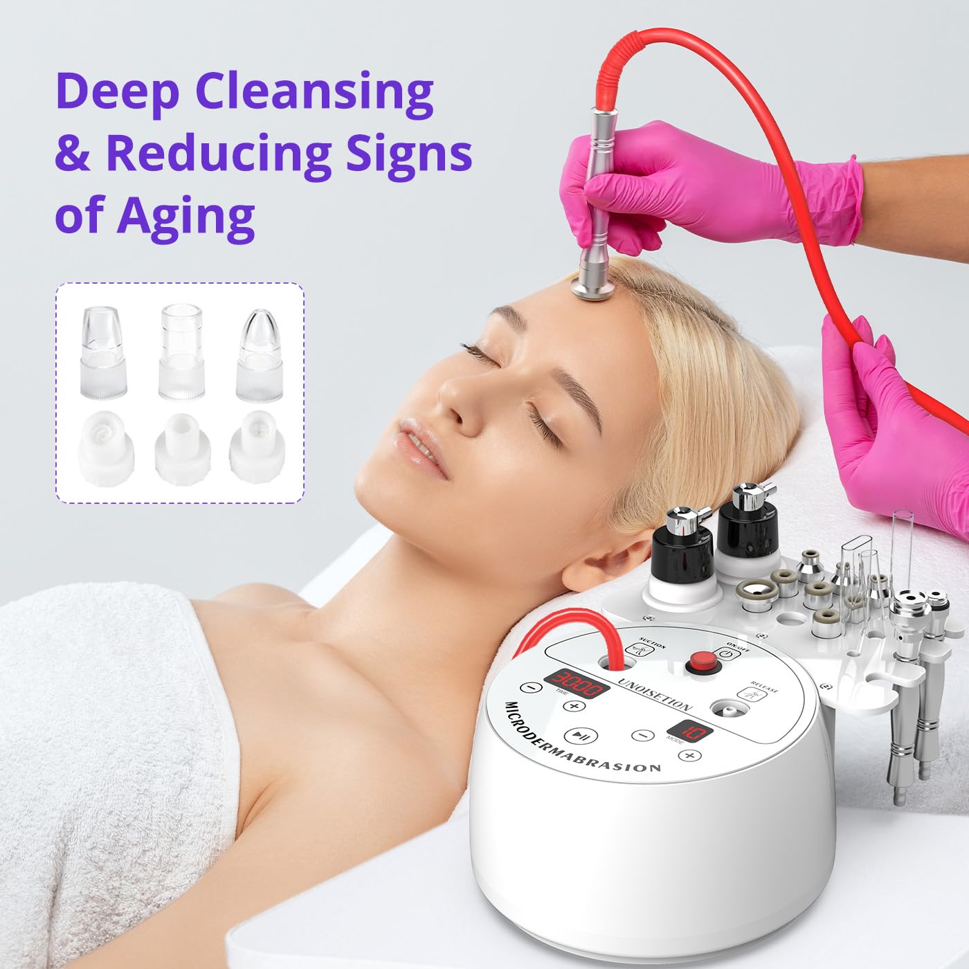 Diamond Microdermabrasion Machine - 4-in-1 Professional Facial Exfoliator with LED Display & Silicone Tips | At-Home Skin Care Device for Wrinkles, Blackheads & Acne | Perfect for Spa, Salon & Personal Skincare Routine