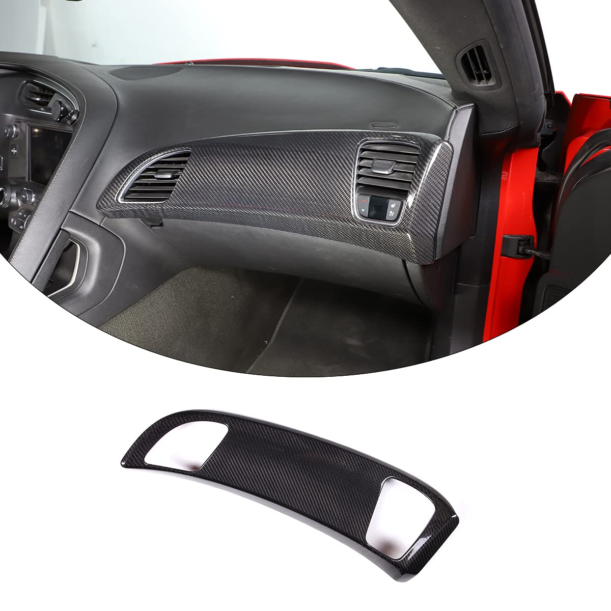 Premium ABS Chrome & Real Carbon Fiber Dashboard Panel Cover for Chevrolet Corvette C7 (2014-2019) - Interior Car Accessories Upgrade for Stylish Protection & Luxury Look