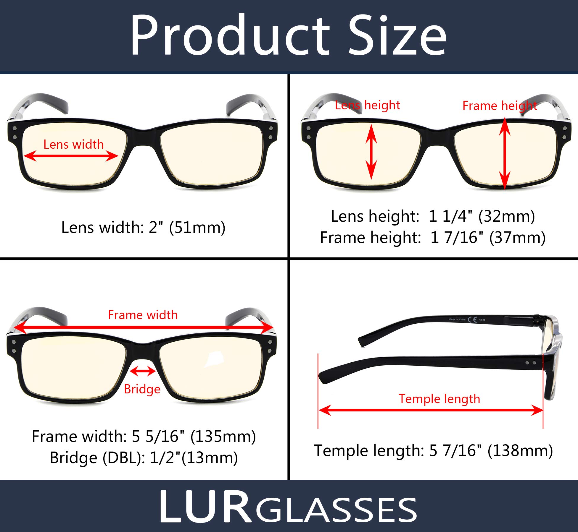 3 Pack Anti Glare Blue Light Blocking Computer Reading Glasses for Men - UV Protection, Reduce Eye Strain for Office Work, Gaming & Screen Time